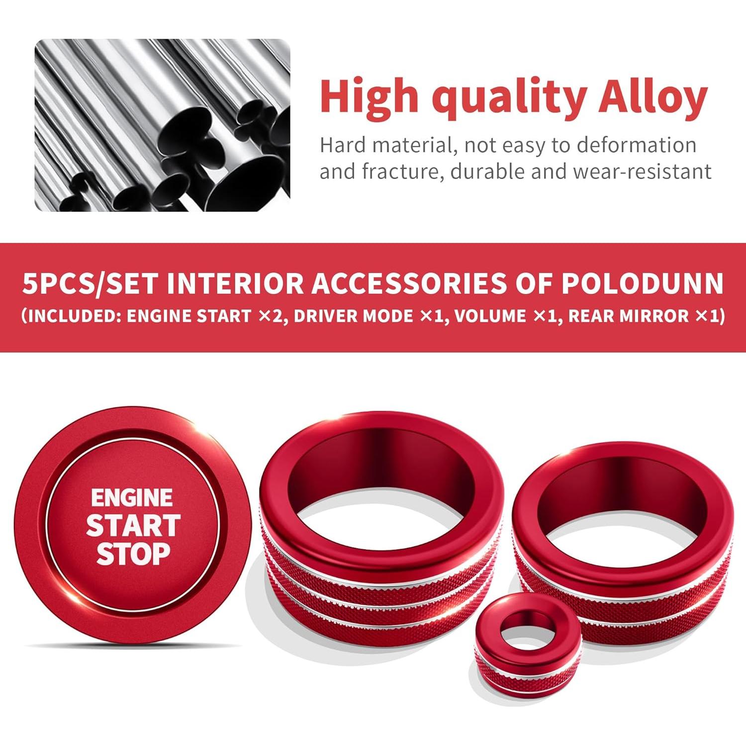 Cubiertas de Perilla Polodunn para Toyota Tundra y Sequoia 2022-2025, Set de 5 Piezas