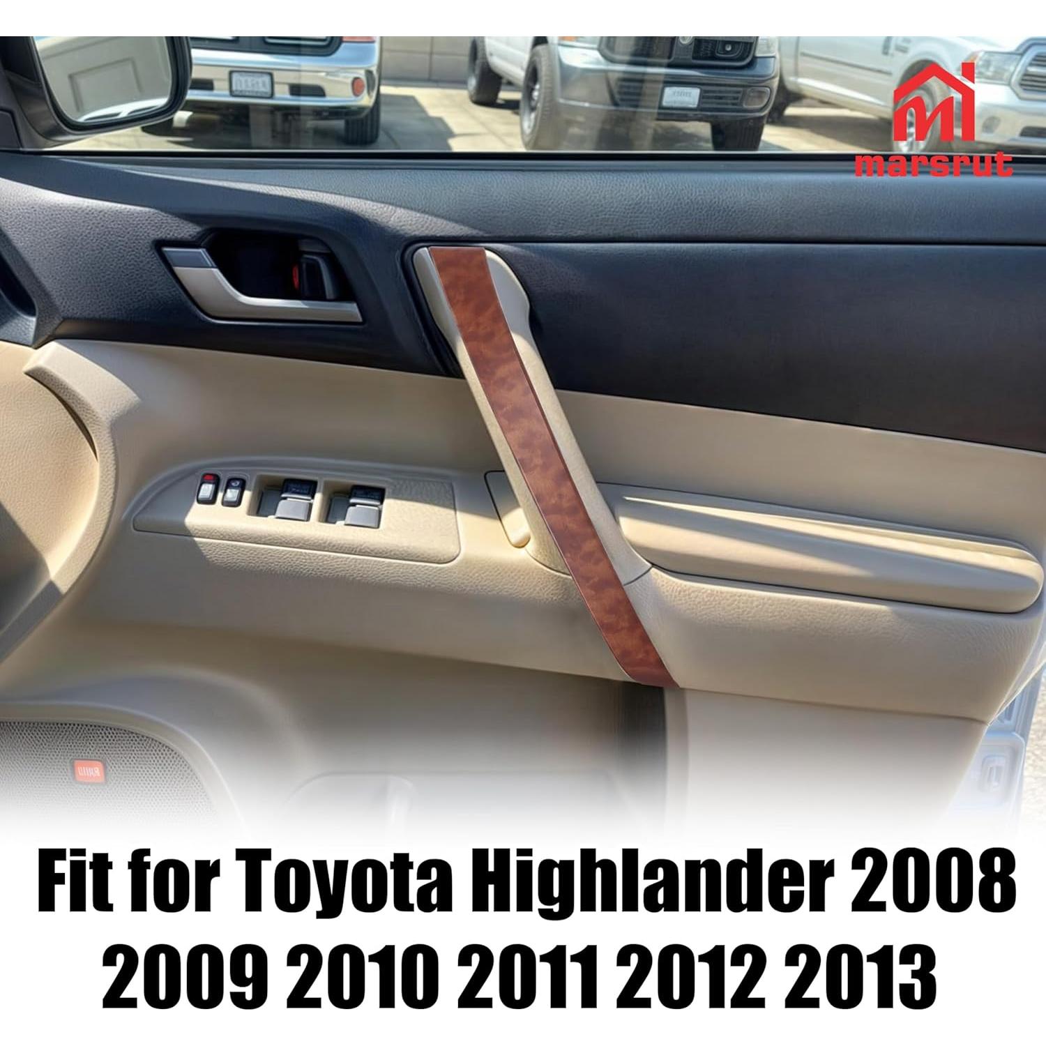 Cubierta de Manija de Puerta Marsrut para Toyota Highlander 2008-2013, Grano de Madera