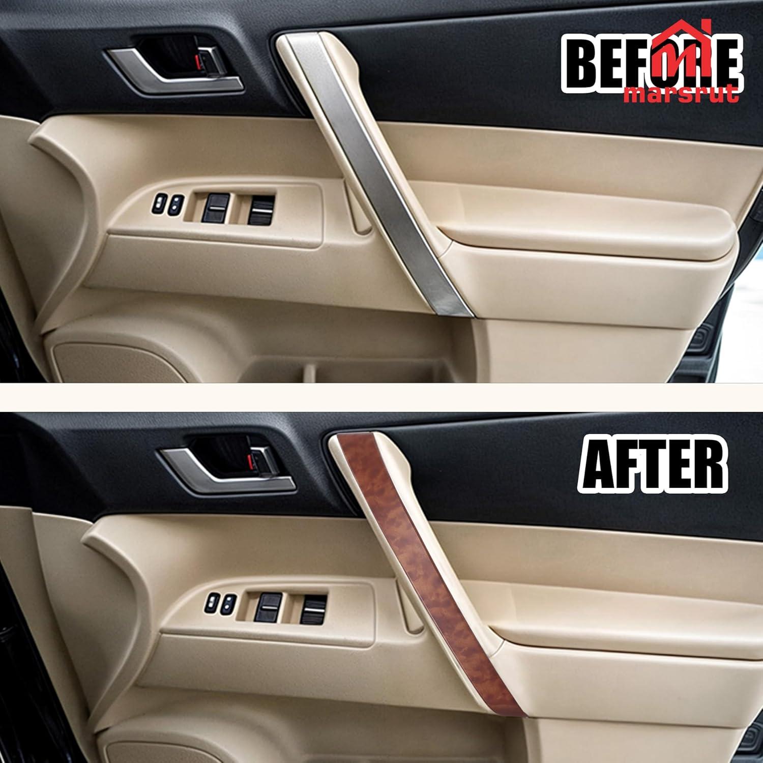 Cubierta de Manija de Puerta Marsrut para Toyota Highlander 2008-2013, Grano de Madera