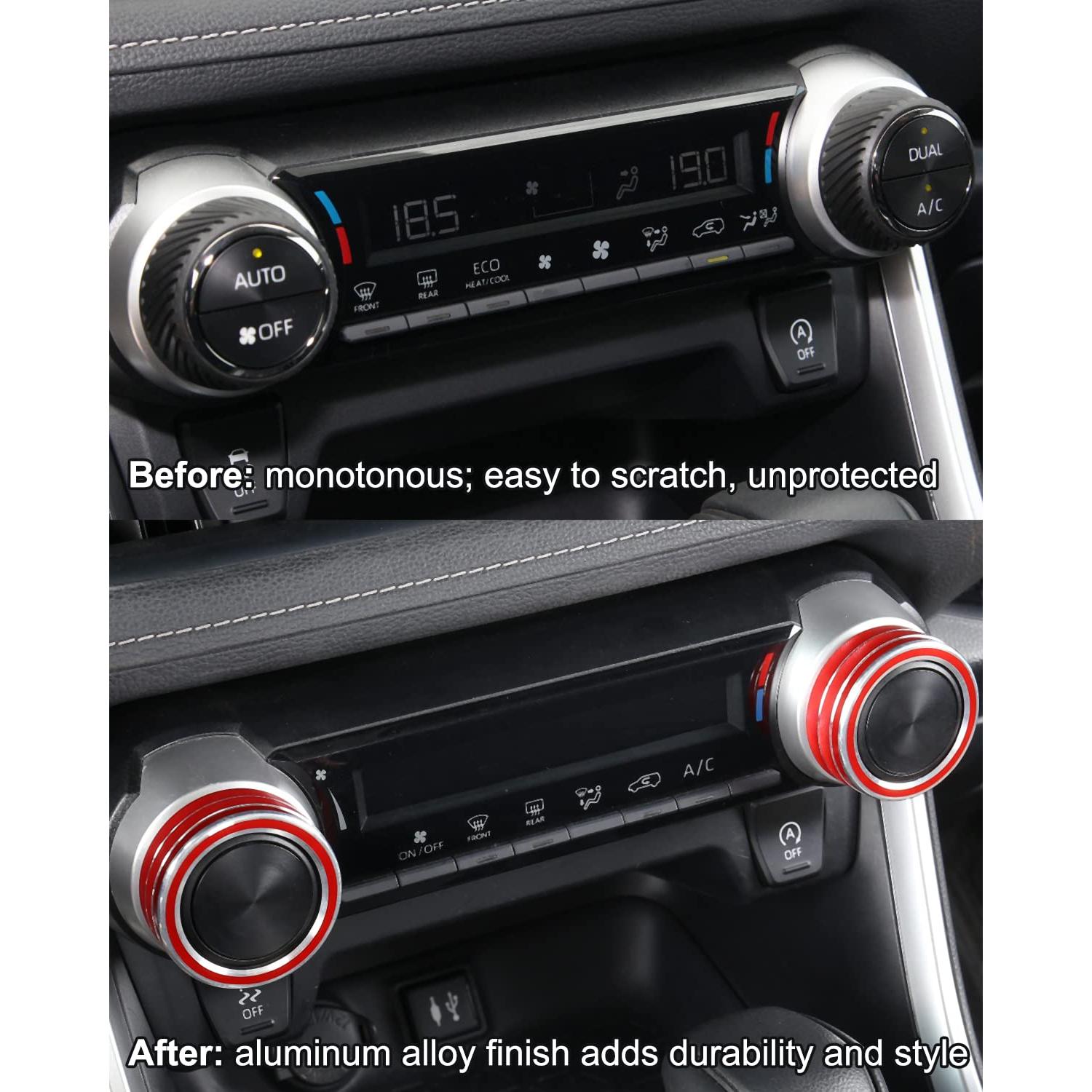 4 Piezas Accesorios Interior Toyota RAV4 2019-2025 Rojo