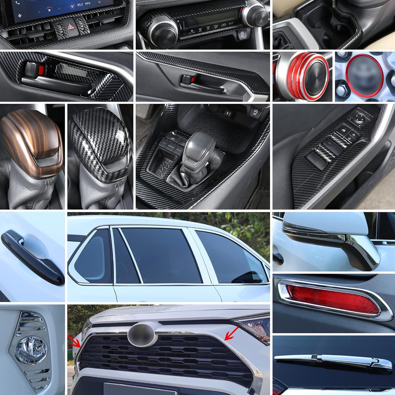 4 Piezas Accesorios Interior Toyota RAV4 2019-2025 Rojo