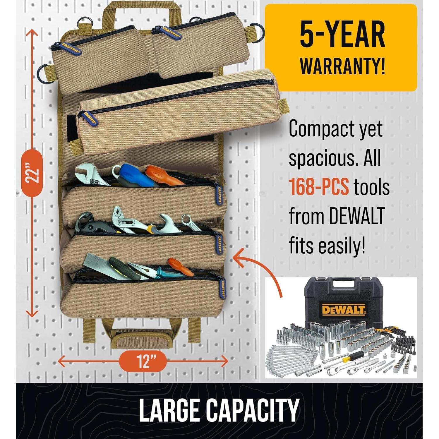 Bolsa de Herramientas Plegable Craft911 - 7 Bolsillos Impermeable