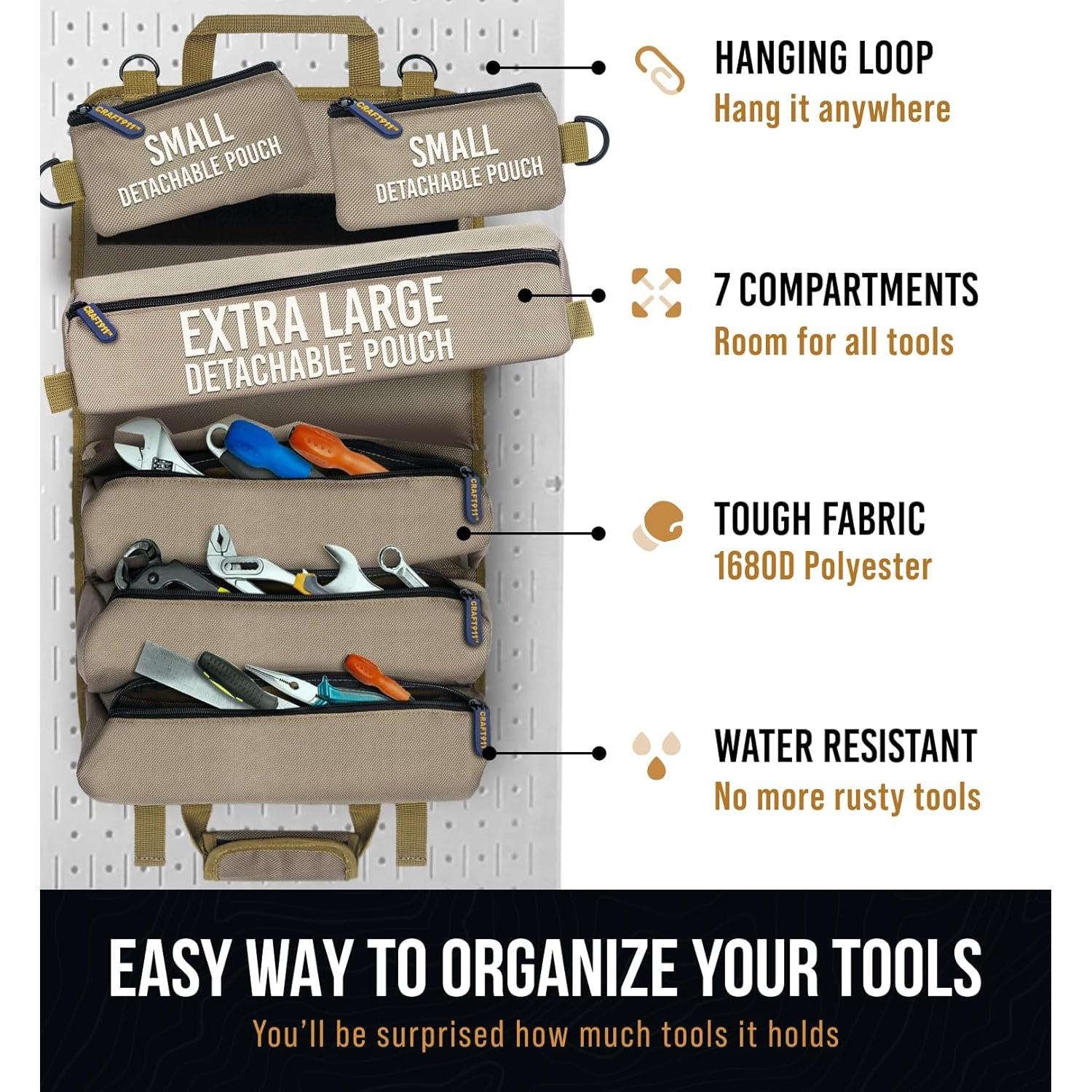 Bolsa de Herramientas Plegable Craft911 - 7 Bolsillos Impermeable