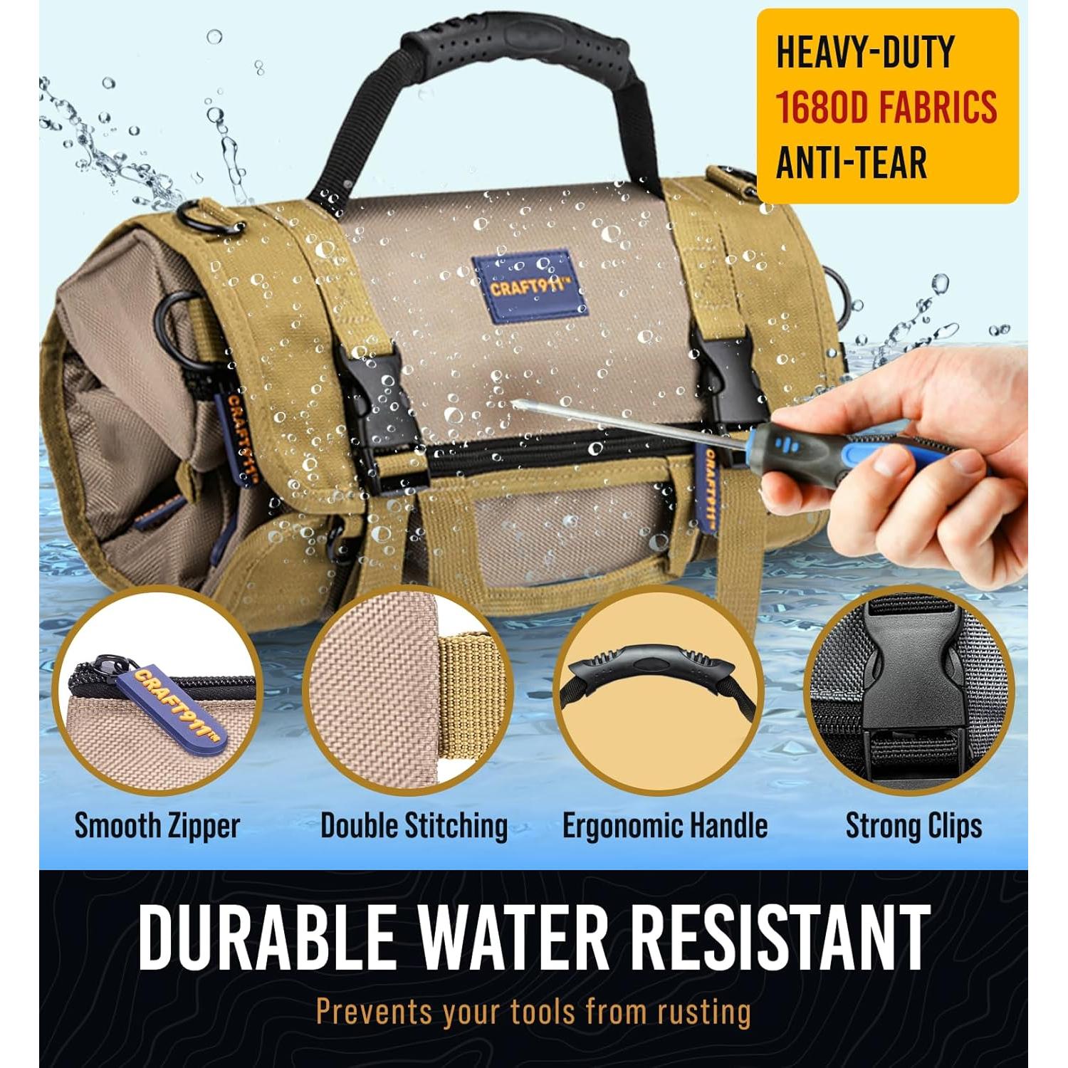 Bolsa de Herramientas Plegable Craft911 - 7 Bolsillos Impermeable