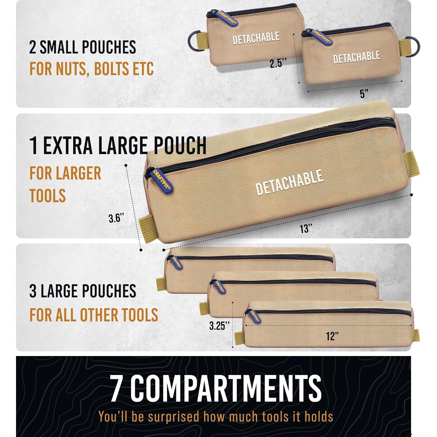 Bolsa de Herramientas Plegable Craft911 - 7 Bolsillos Impermeable