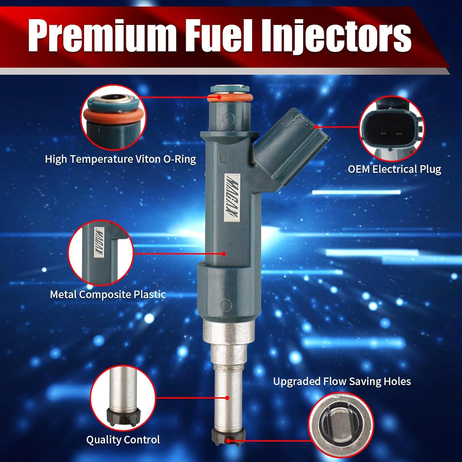 Juego de 4 Inyectores de Combustible MACAX 23250-37020 para Toyota Prius y Lexus CT200h