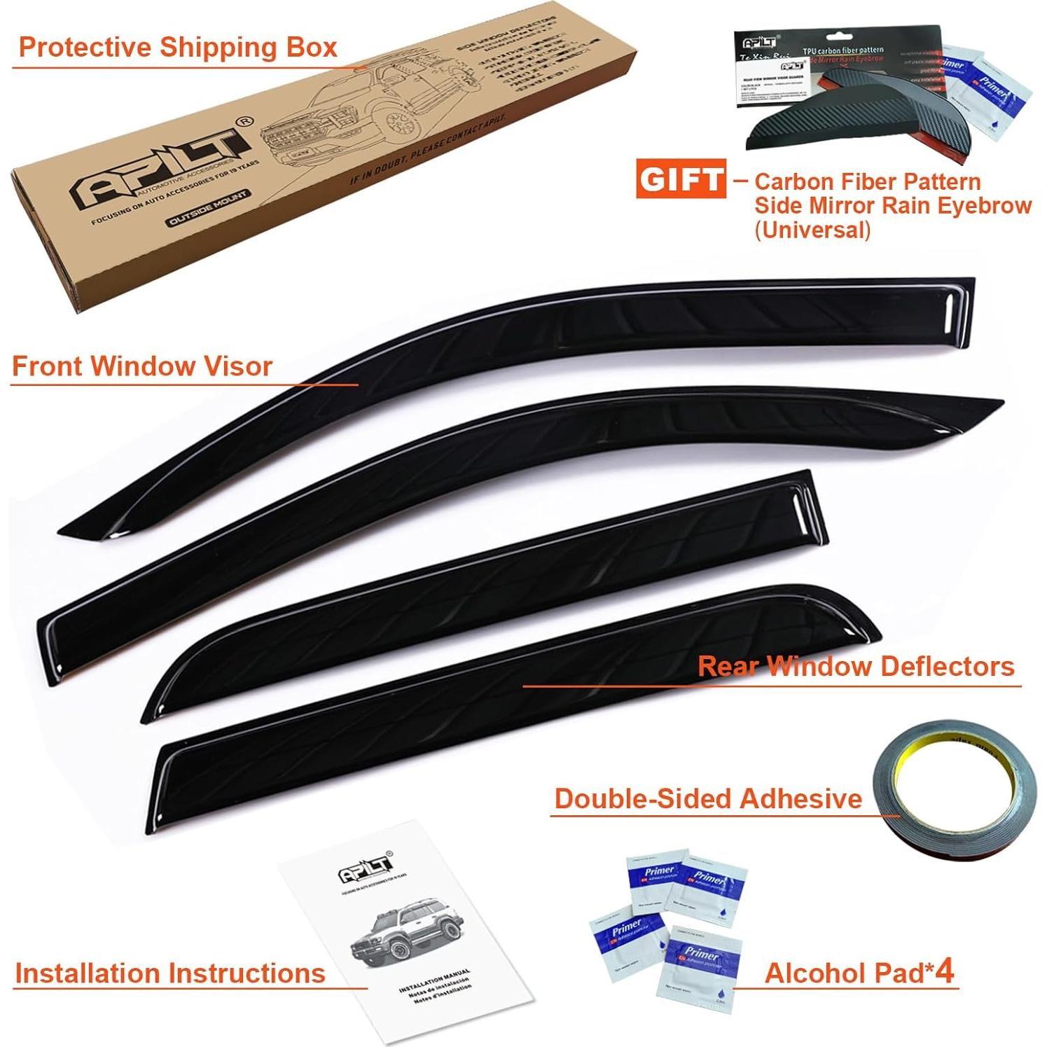 Deflectores de Ventana APILT para Toyota Tacoma 2024-2025, Humo