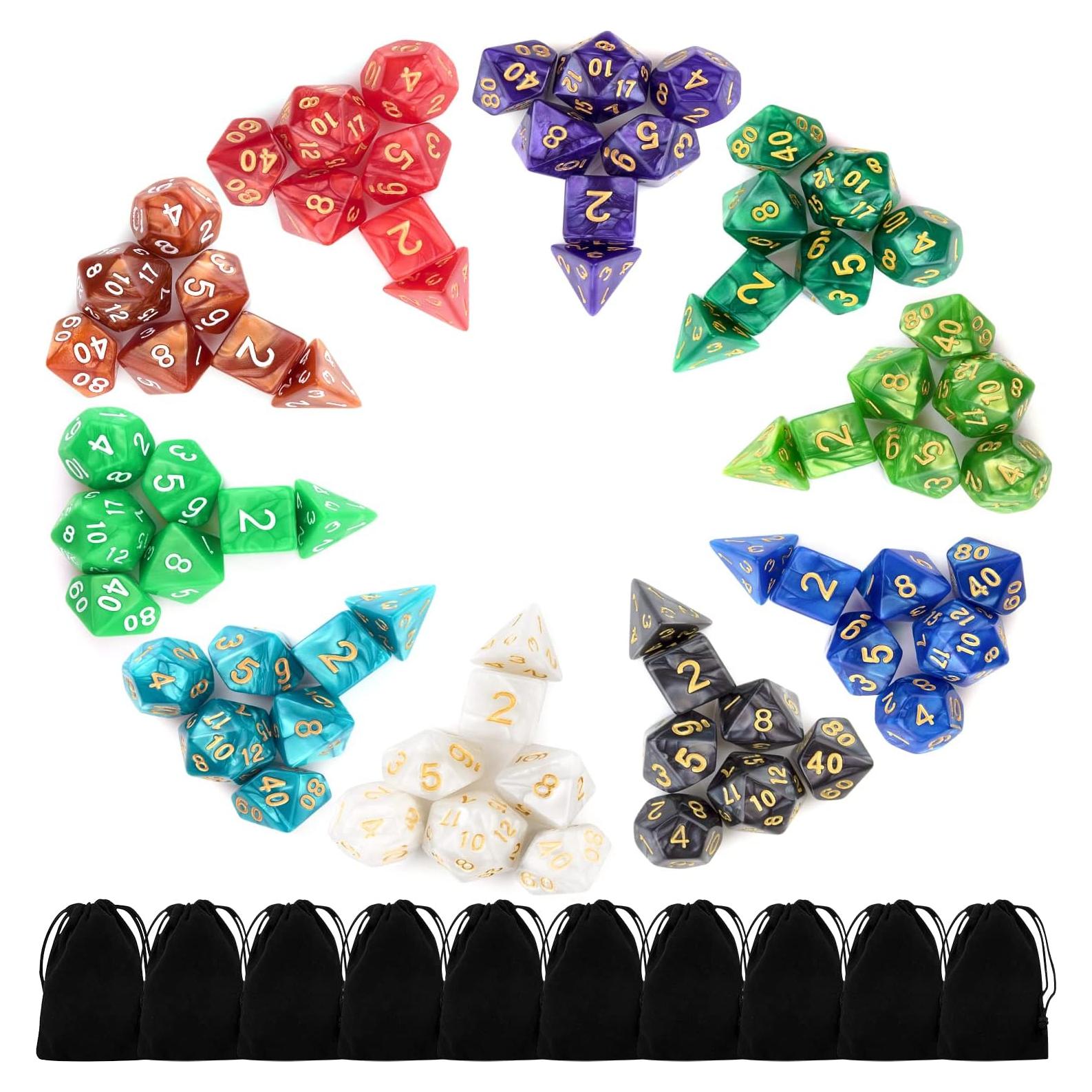 Juego de Dados Poliedricos Awpeye 70 Piezas DND RPG