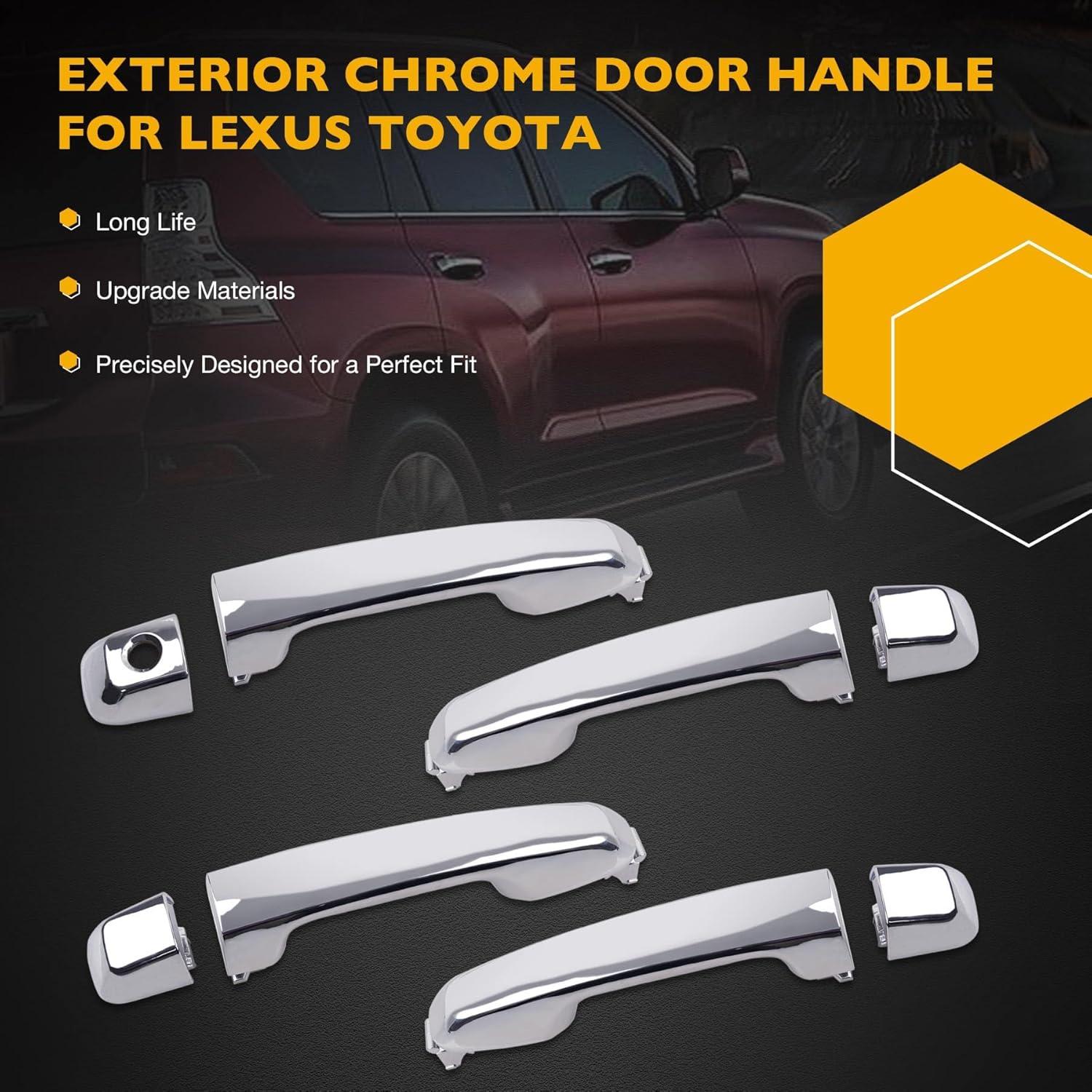 Mangos de Puerta Exterior Gledewen 4 PCS Cromo para Toyota y Lexus