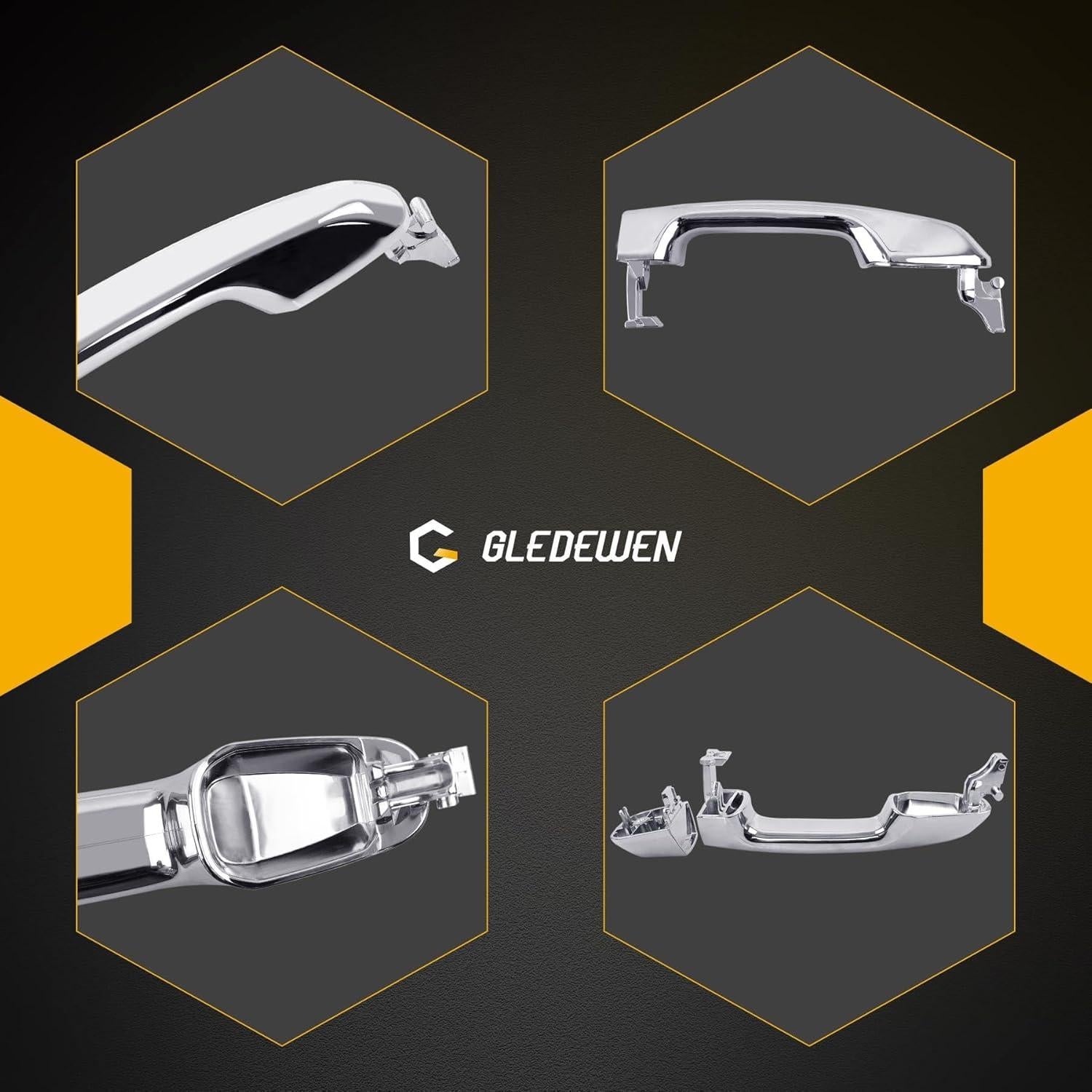 Mangos de Puerta Exterior Gledewen 4 PCS Cromo para Toyota y Lexus