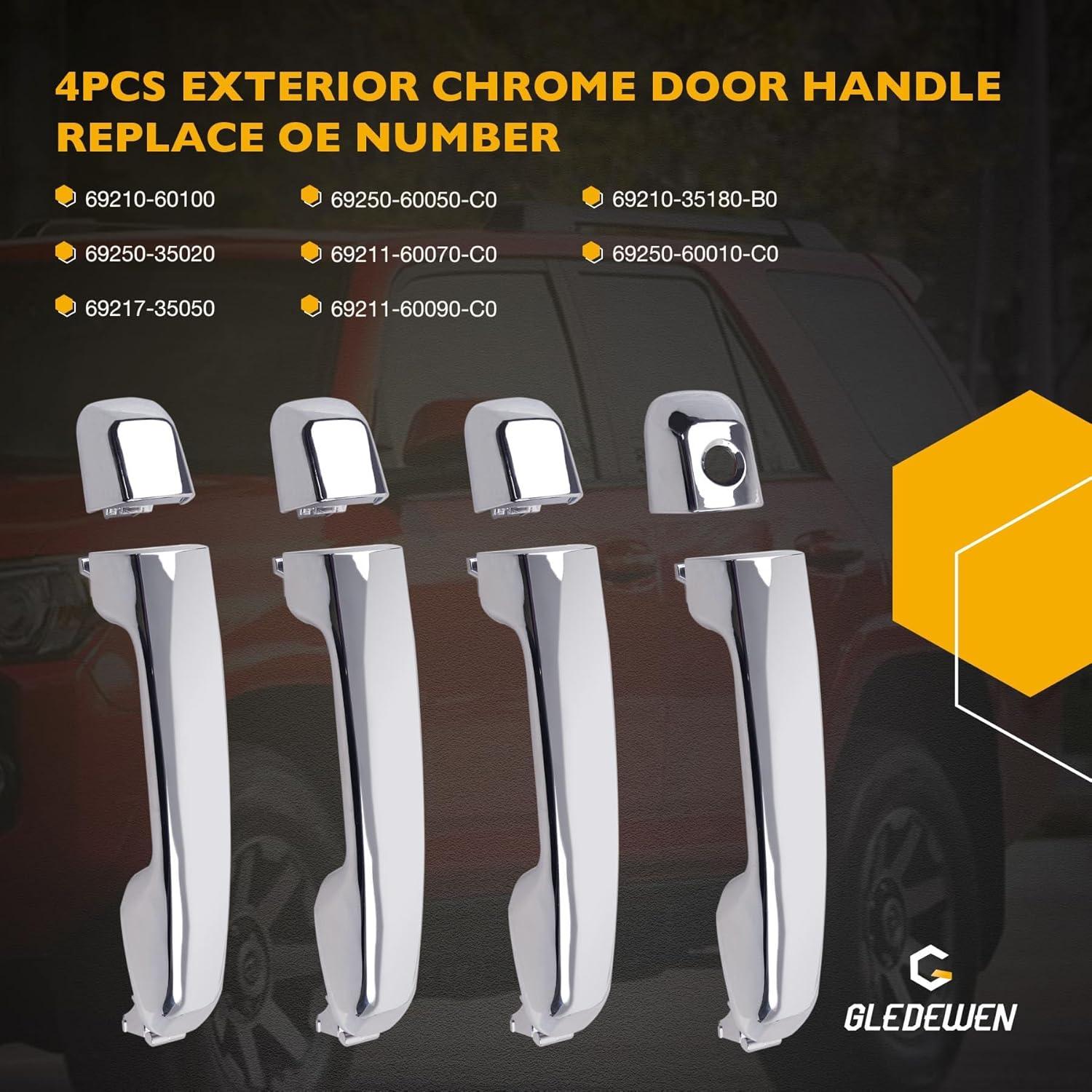 Mangos de Puerta Exterior Gledewen 4 PCS Cromo para Toyota y Lexus