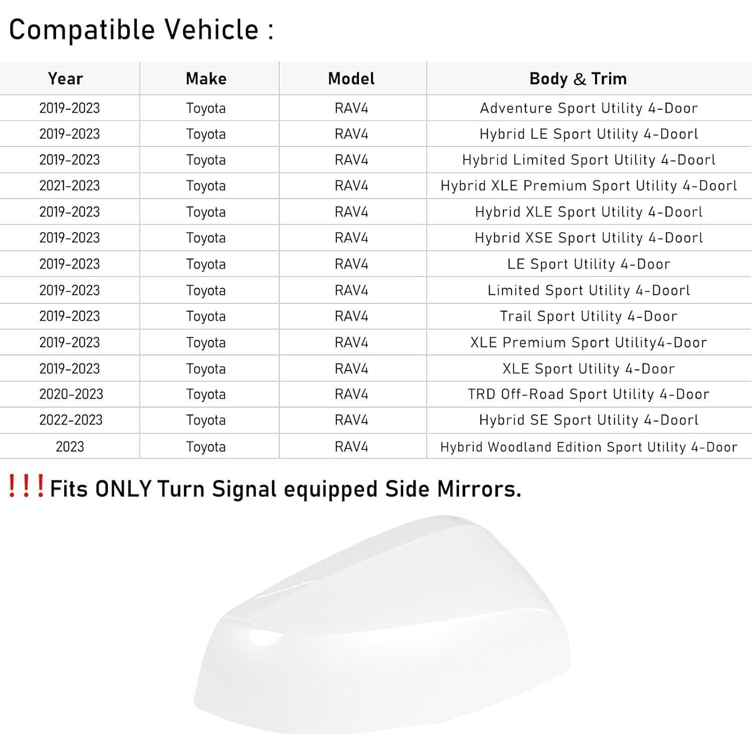 Cubierta de Espejo Lateral Moonlinks para Toyota RAV4 2019-2024