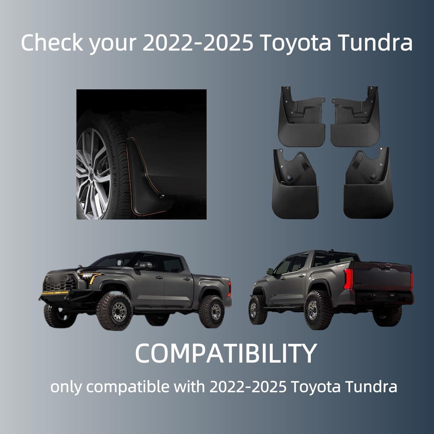 Guardabarros Toyota Tundra 2022-2025 Kiopsom, Material PP