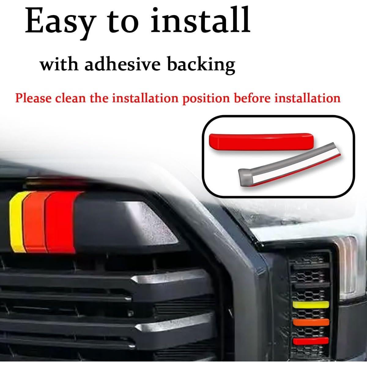 Tira Decorativa Parrilla Delantera YUNXINGJV Amarillo 6 PCS