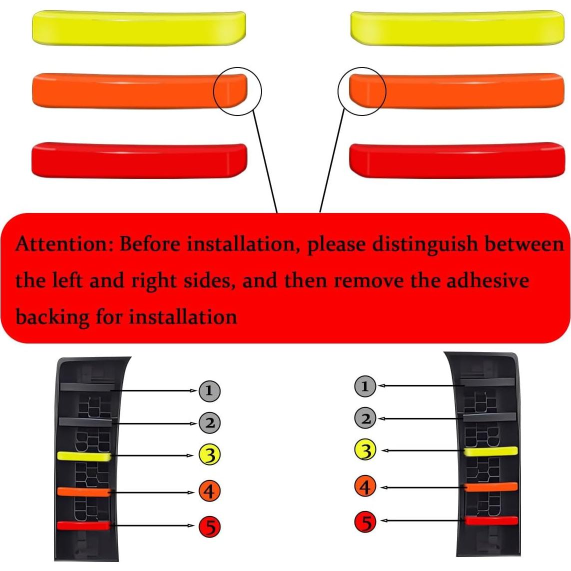 Tira Decorativa Parrilla Delantera YUNXINGJV Amarillo 6 PCS