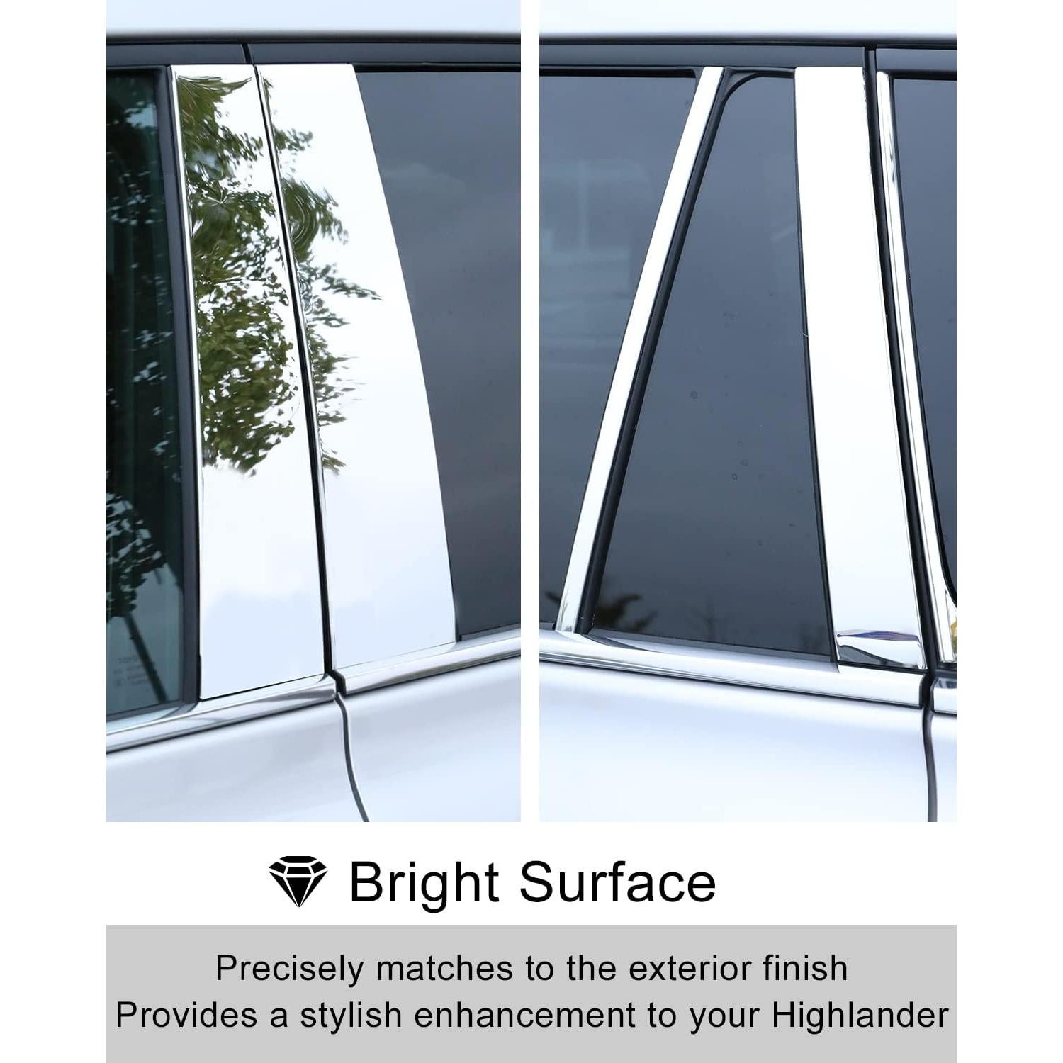 10 PCS Molduras de Pilar de Ventana YAKANEY para Toyota Highlander 2020-2025