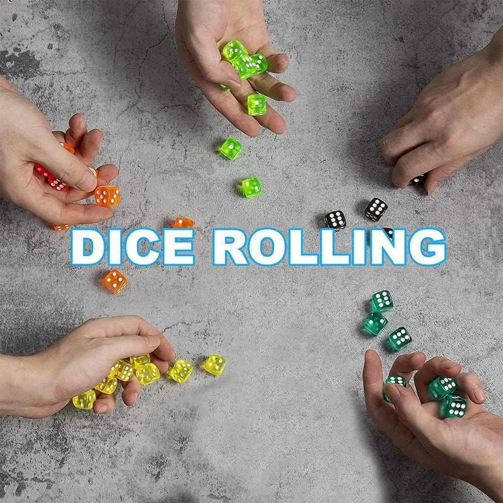 Juego de Dados Acrílicos 100 Piezas 16mm 10 Colores