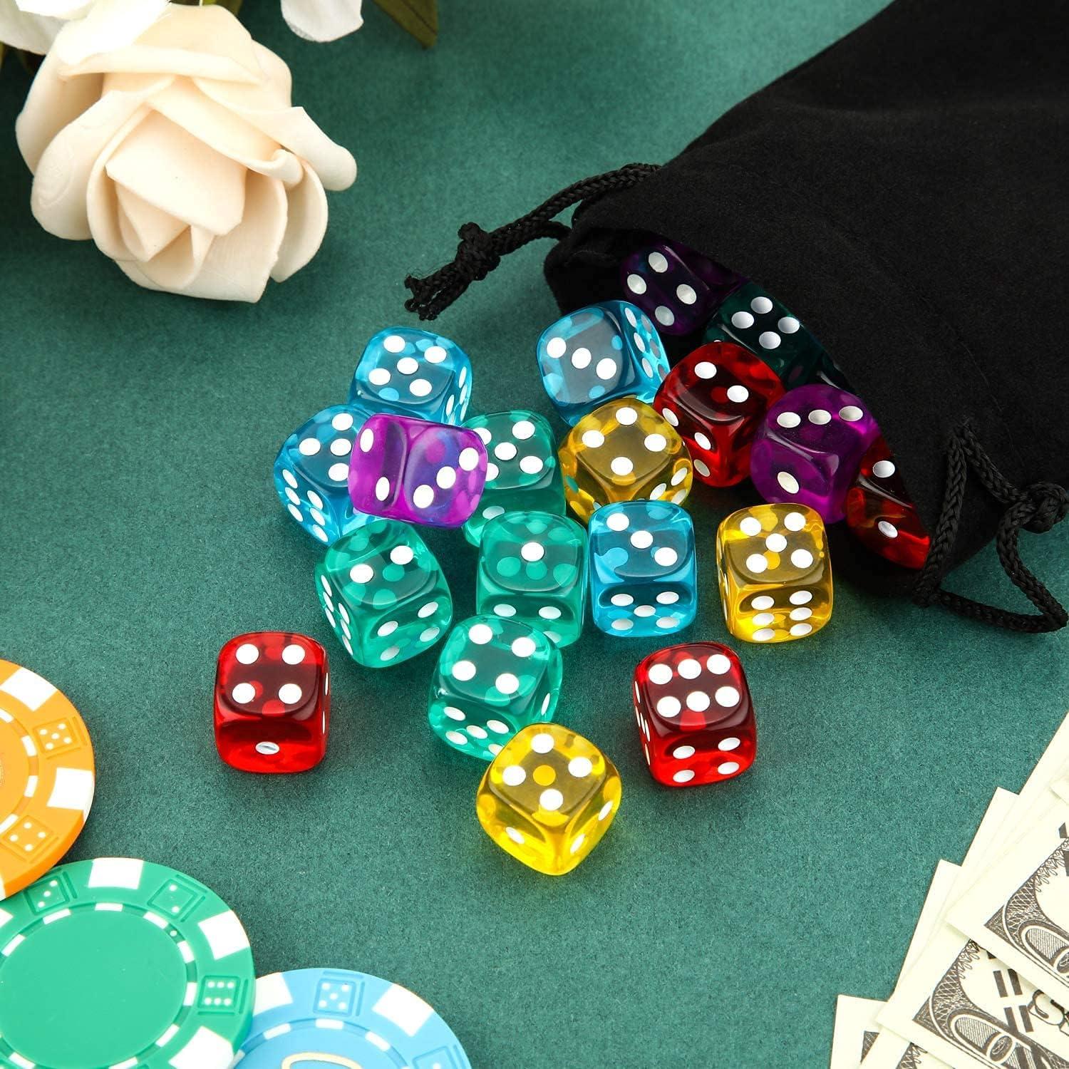 Juego de Dados Acrílicos 100 Piezas 16mm 10 Colores