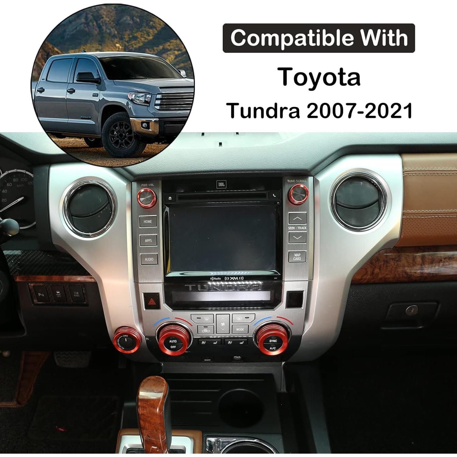 Cubiertas de Anillo de Control de Volumen Aunginsy Rojo 5Pcs Toyota Tundra 2014-2021