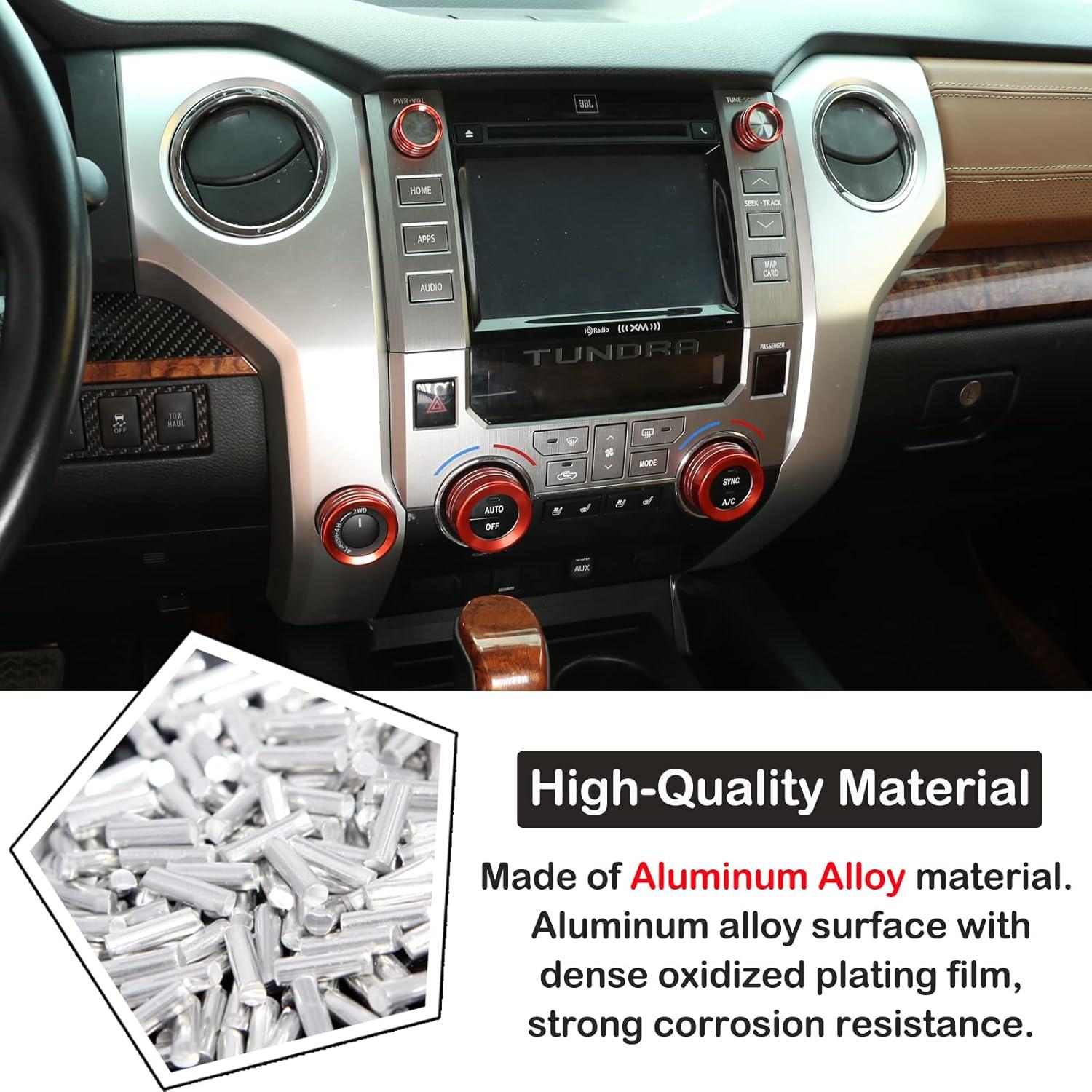 Cubiertas de Anillo de Control de Volumen Aunginsy Rojo 5Pcs Toyota Tundra 2014-2021