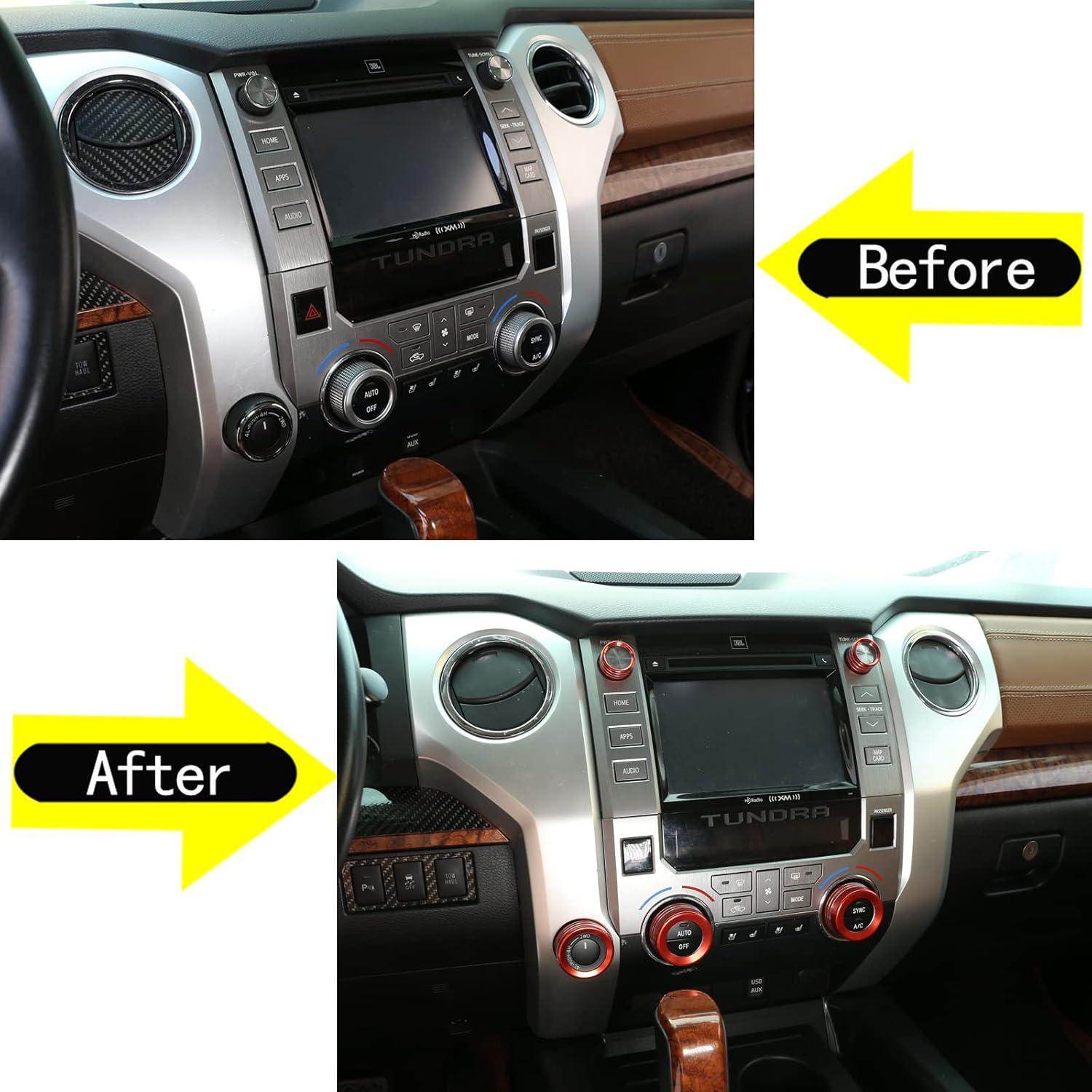 Cubiertas de Anillo de Control de Volumen Aunginsy Rojo 5Pcs Toyota Tundra 2014-2021