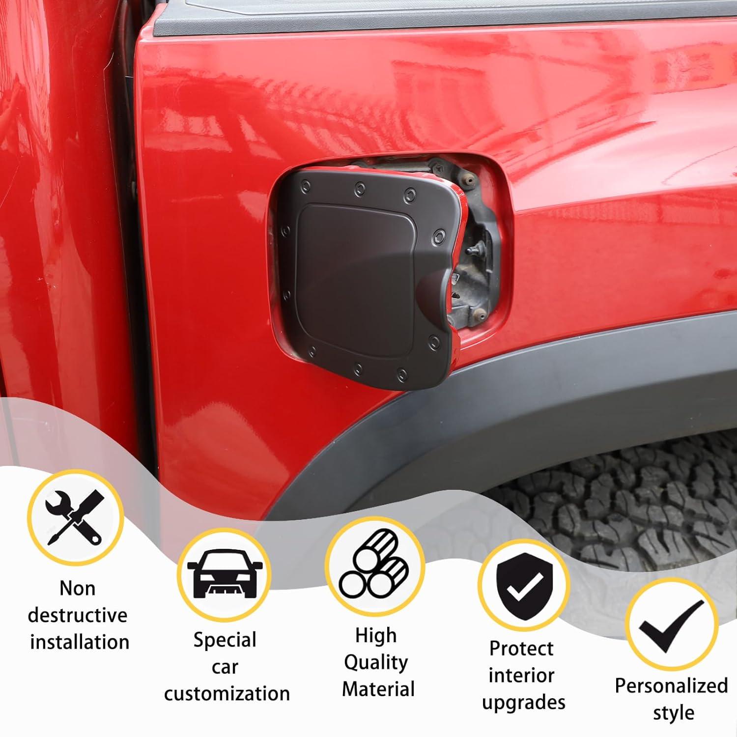 Cubierta de recorte de tapa de tanque de combustible CHEAYAR para Toyota Tacoma 2016-2022 - ABS negro mate