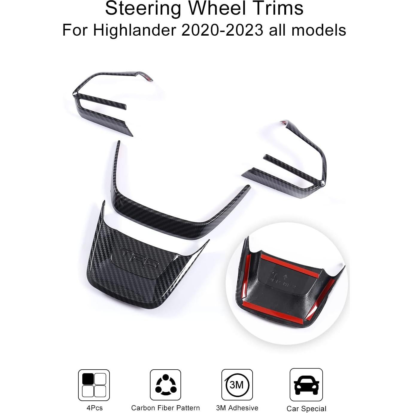 Molduras de Volante YAKANEY para Toyota Highlander 2020-2025