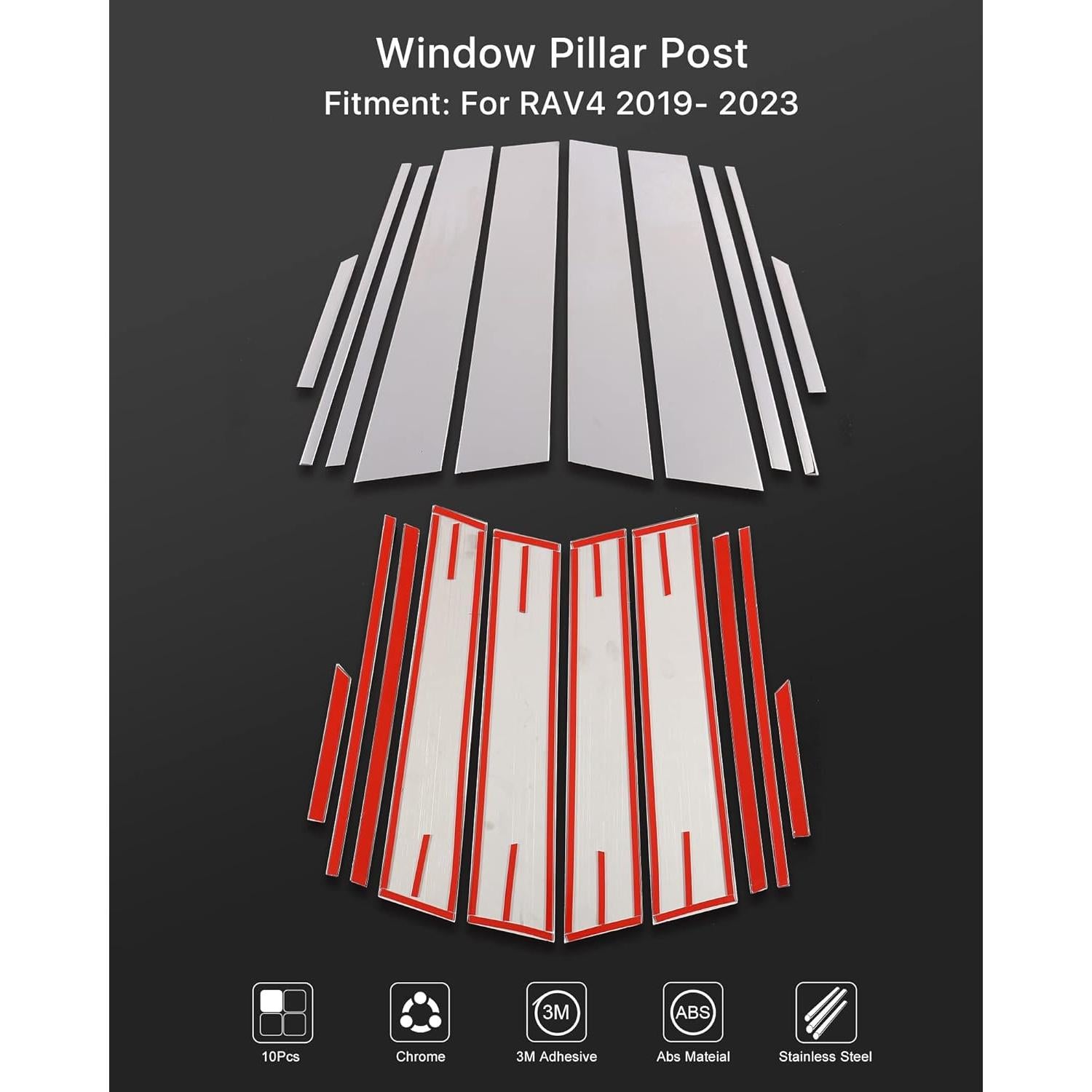Cubiertas de Pilar de Ventana YAKANEY para Toyota RAV4 2019-2025