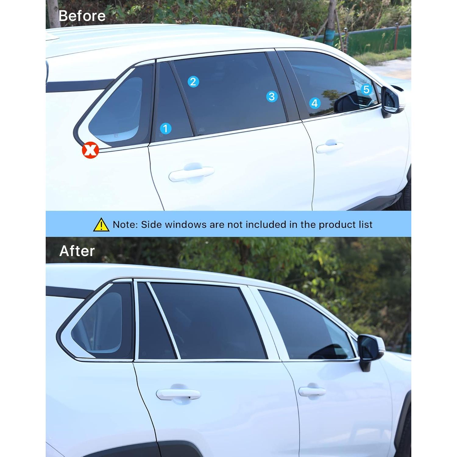 Cubiertas de Pilar de Ventana YAKANEY para Toyota RAV4 2019-2025