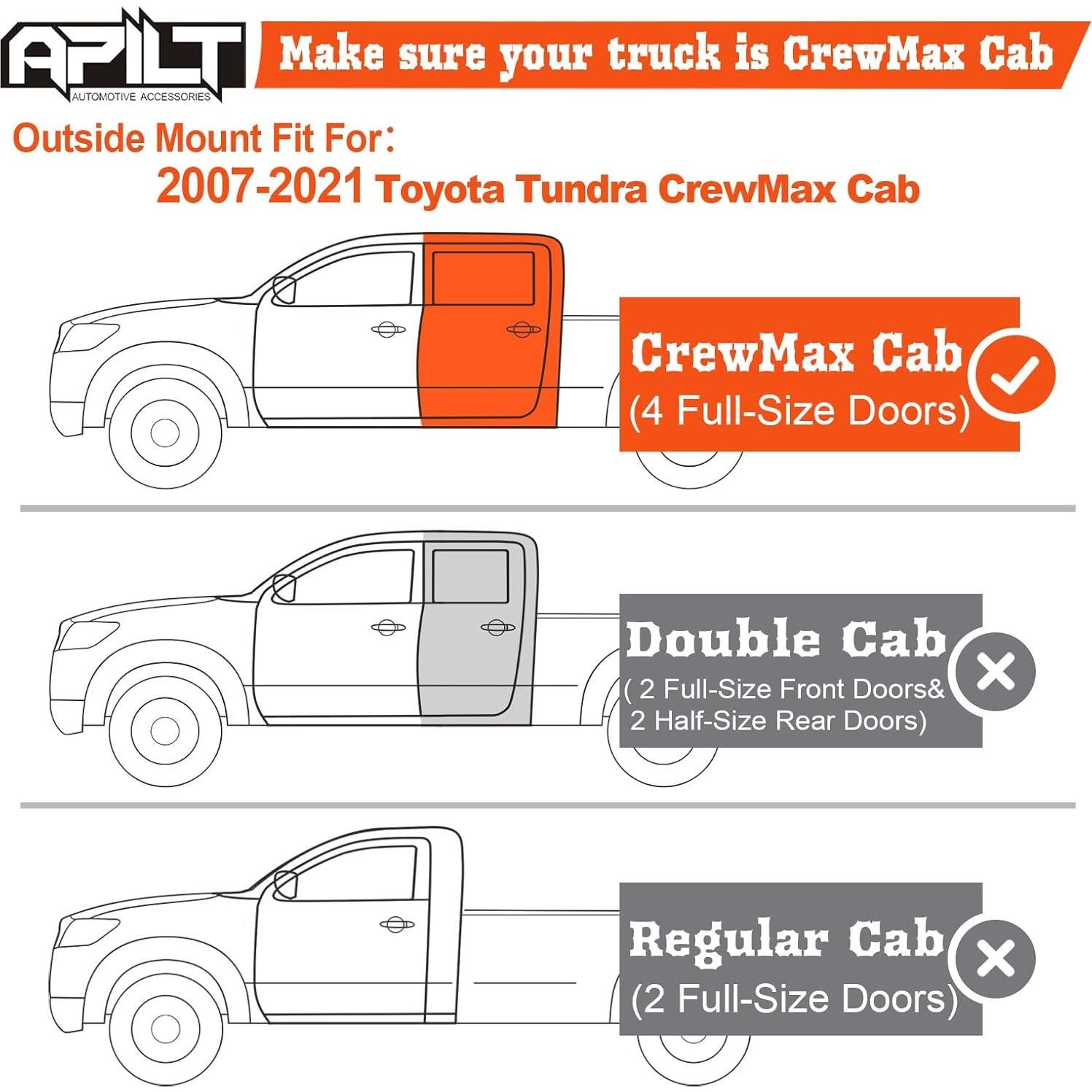 Deflectores de Ventana APILT para Toyota Tundra CrewMax 2007-2021
