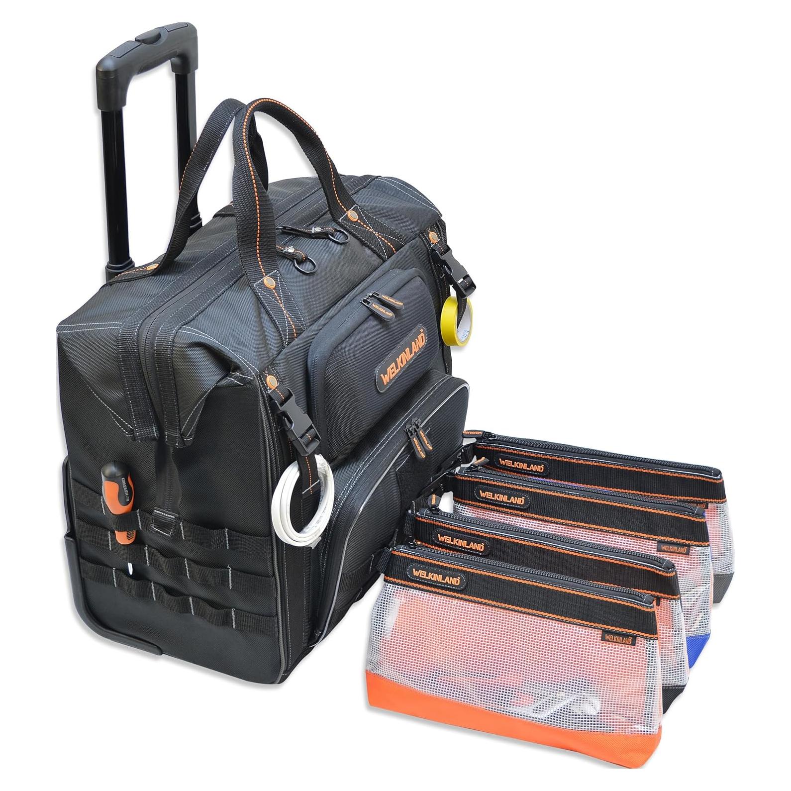 Bolsa de Herramientas Rodante WELKINLAND con 4 Bolsas Transparentes