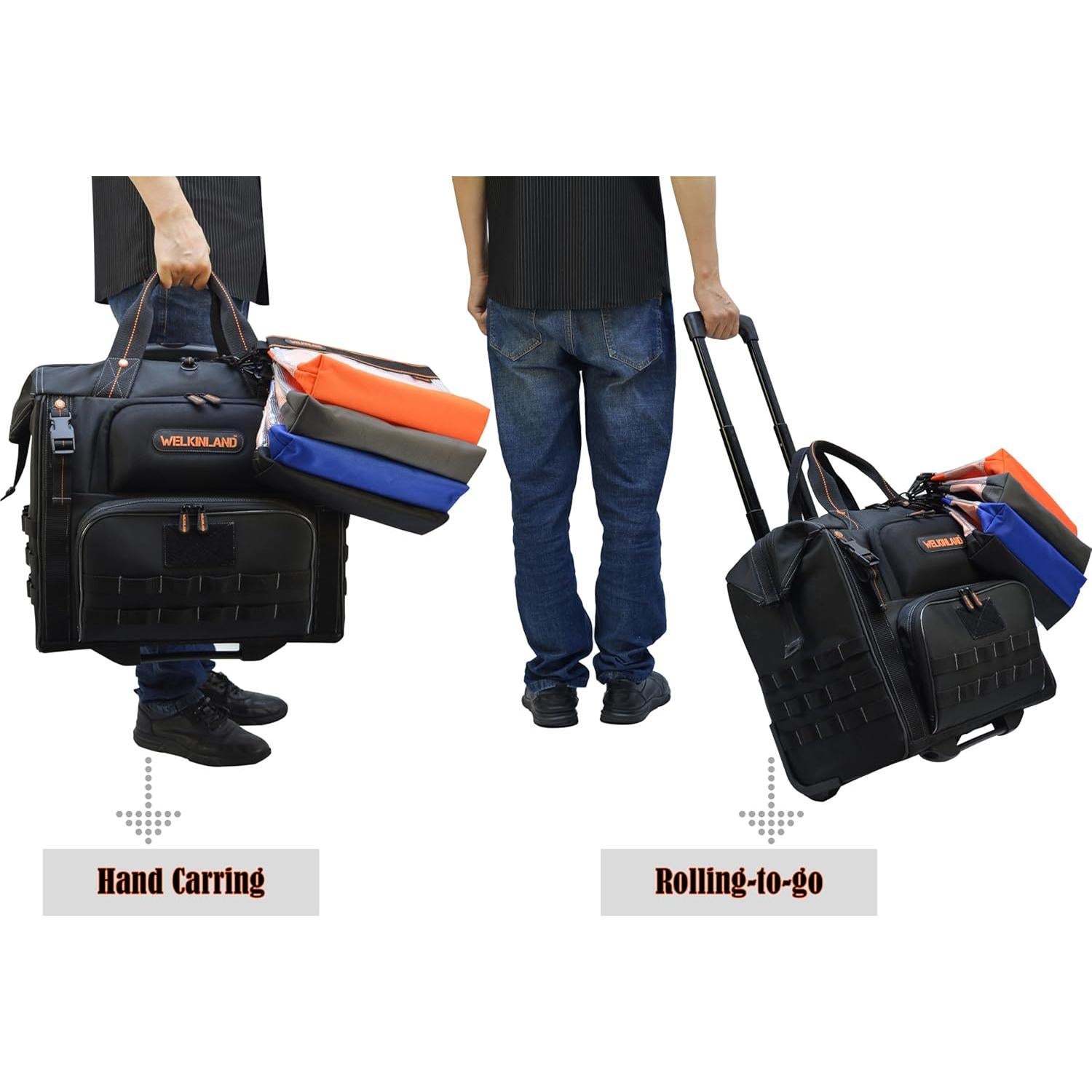 Bolsa de Herramientas Rodante WELKINLAND con 4 Bolsas Transparentes