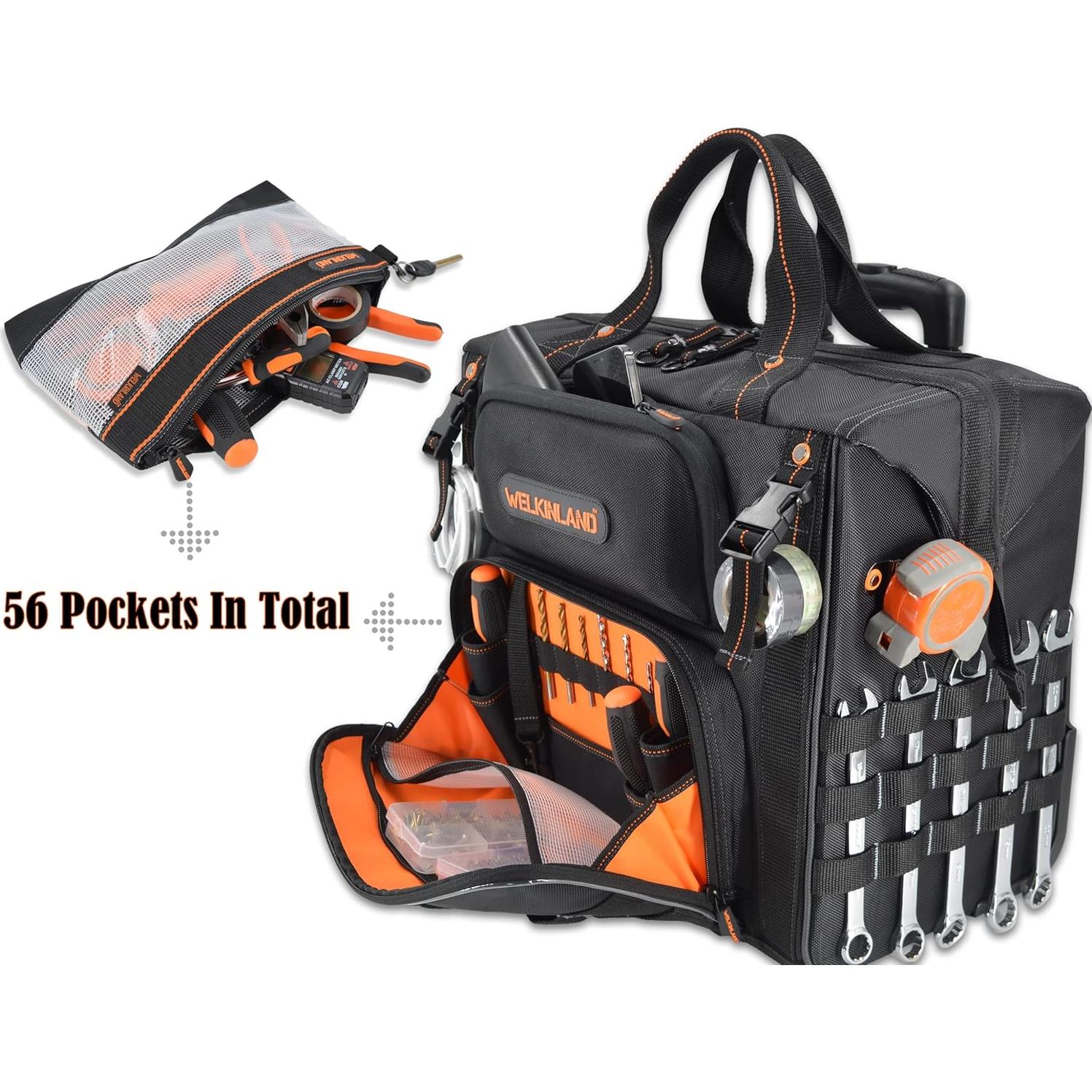 Bolsa de Herramientas Rodante WELKINLAND con 4 Bolsas Transparentes