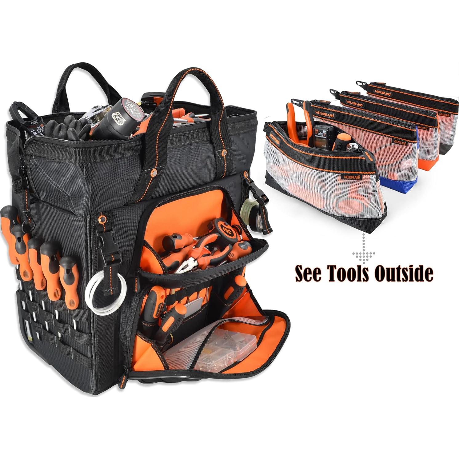 Bolsa de Herramientas Rodante WELKINLAND con 4 Bolsas Transparentes