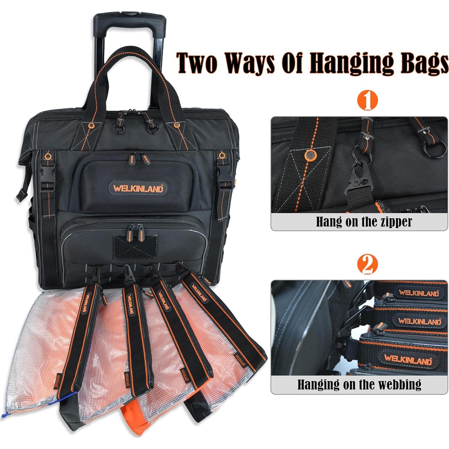 Bolsa de Herramientas Rodante WELKINLAND con 4 Bolsas Transparentes