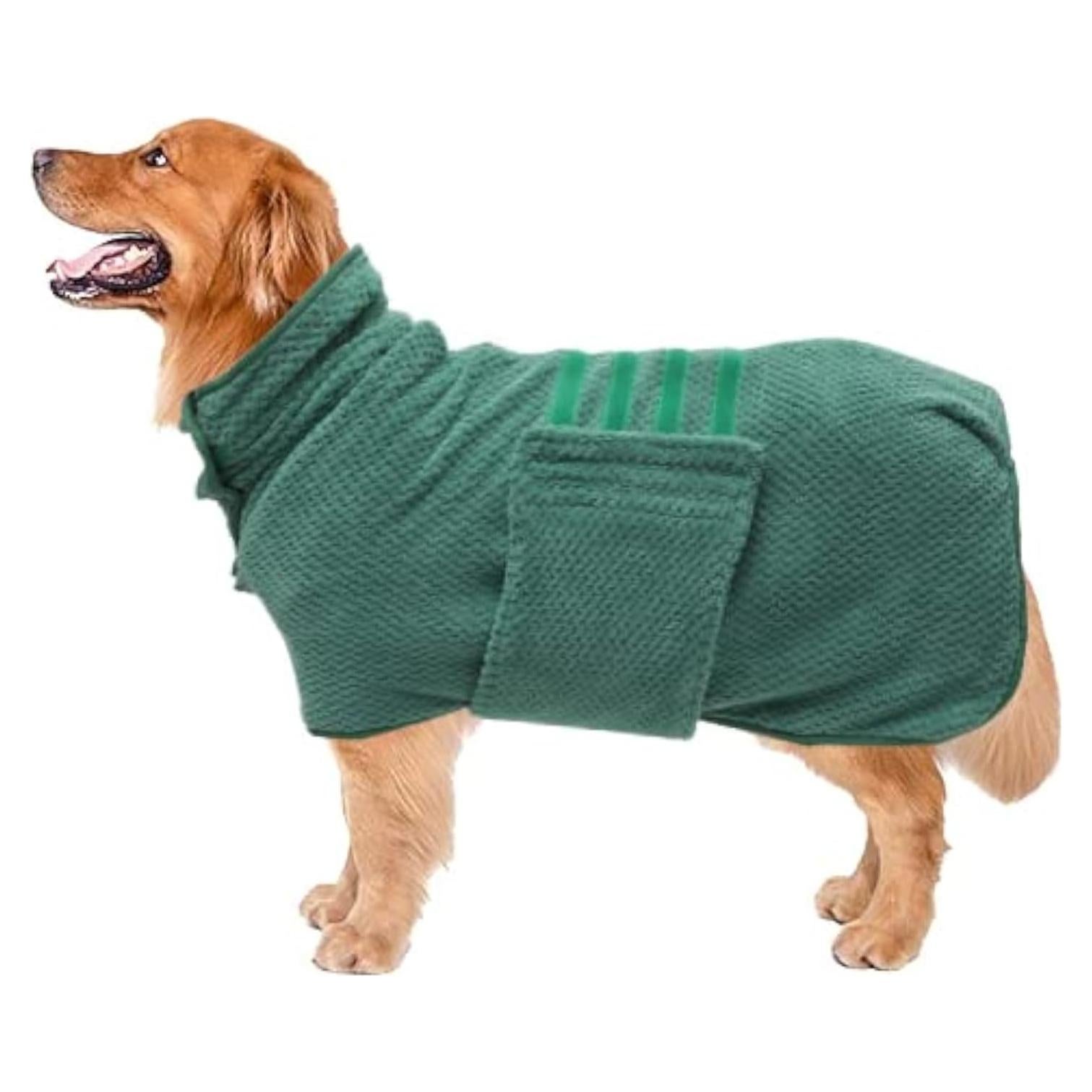 Bata de Baño Rápido Secado Geyecete para Perros Verde XS