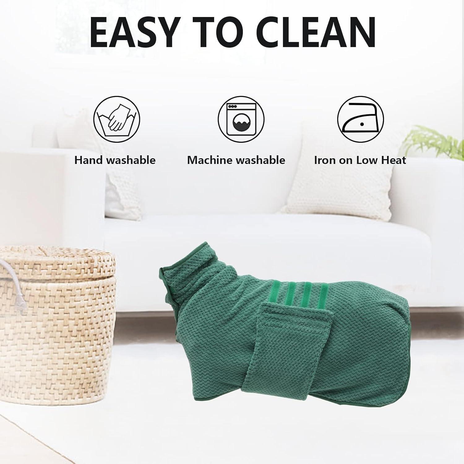 Bata de Baño Rápido Secado Geyecete para Perros Verde XS