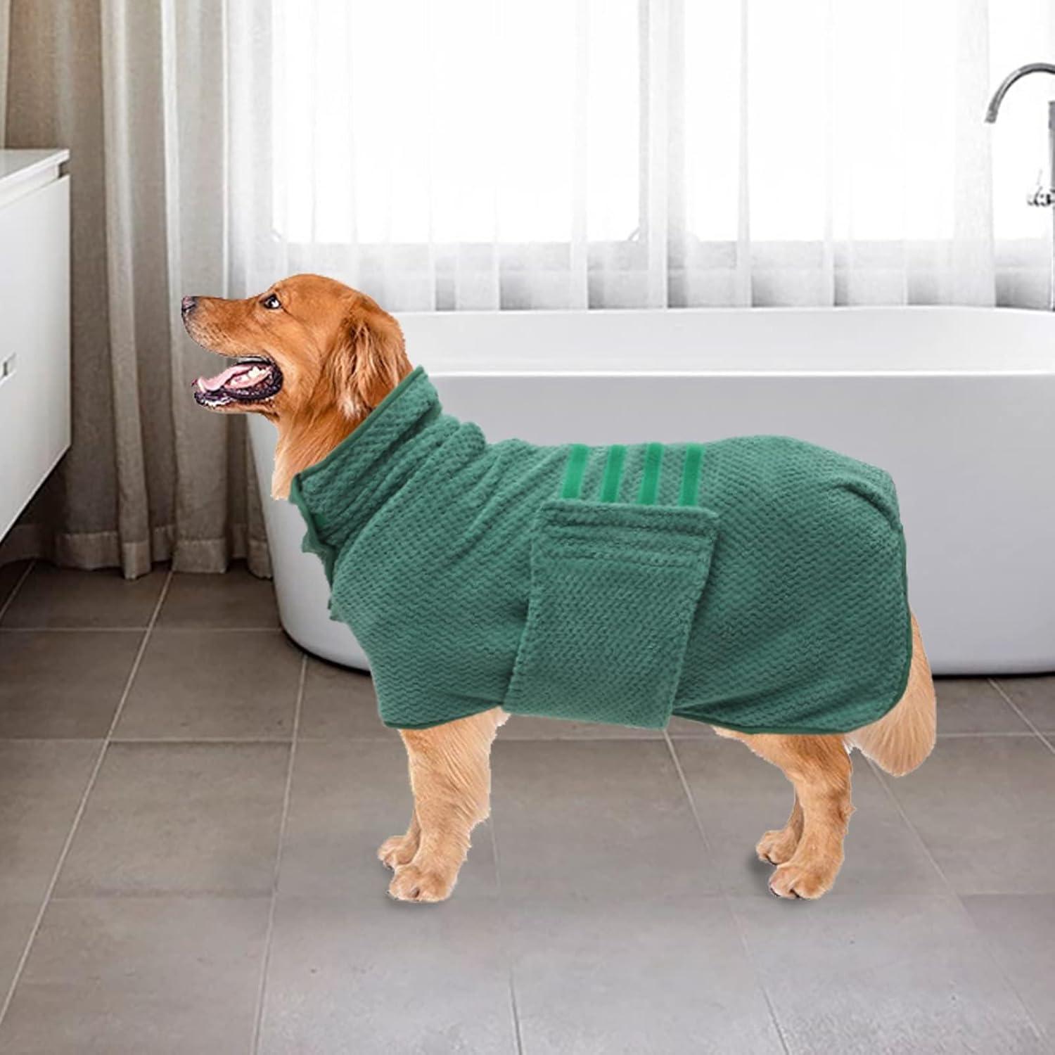 Bata de Baño Rápido Secado Geyecete para Perros Verde XS