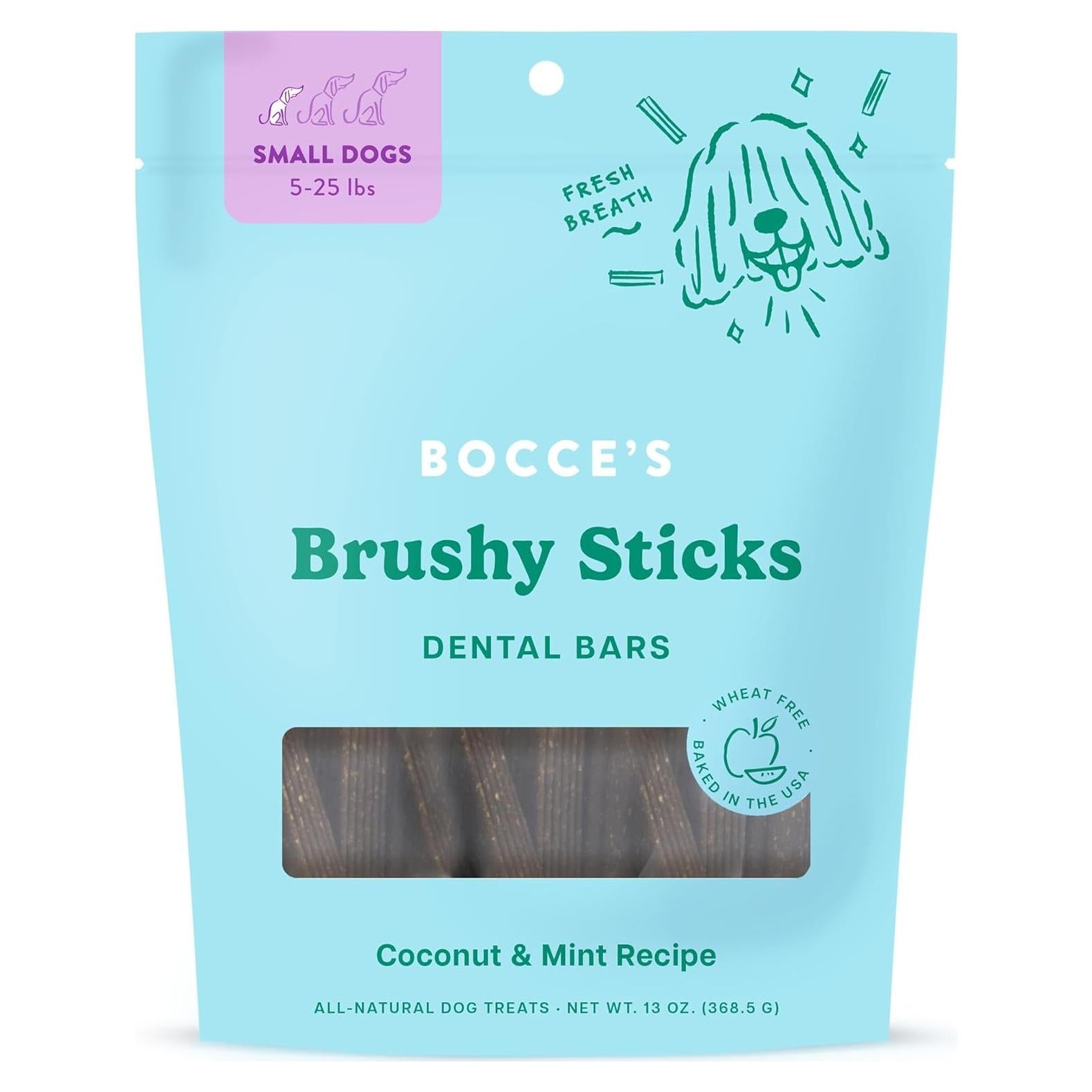 Bocce's Bakery Brushy Sticks Dental para Perros Pequeños 368g