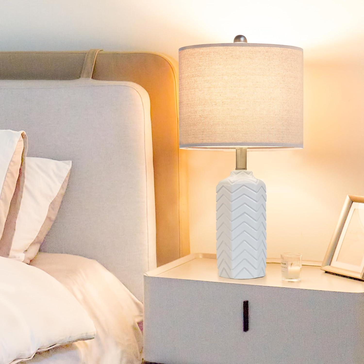 Lámpara de Mesa Cerámica WEITERS 22" Blanca Juego de 2