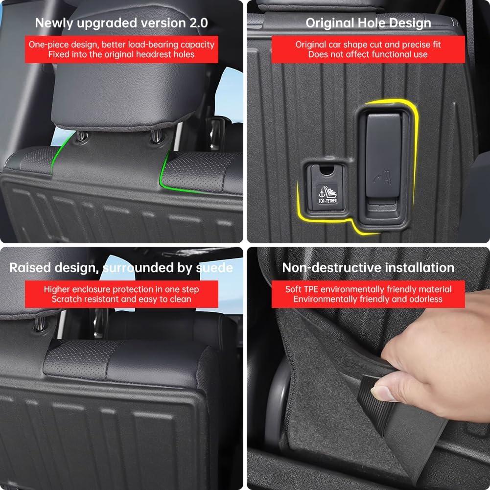 Rear Seat Back Protector Pad for 2024 2025 Toyota Land Cruiser 250 & 1958 Prado LC250 Rear Seat Backrest Pad Tailgate Kick Plate Interior Modification Accessory (for Five Seats Only)