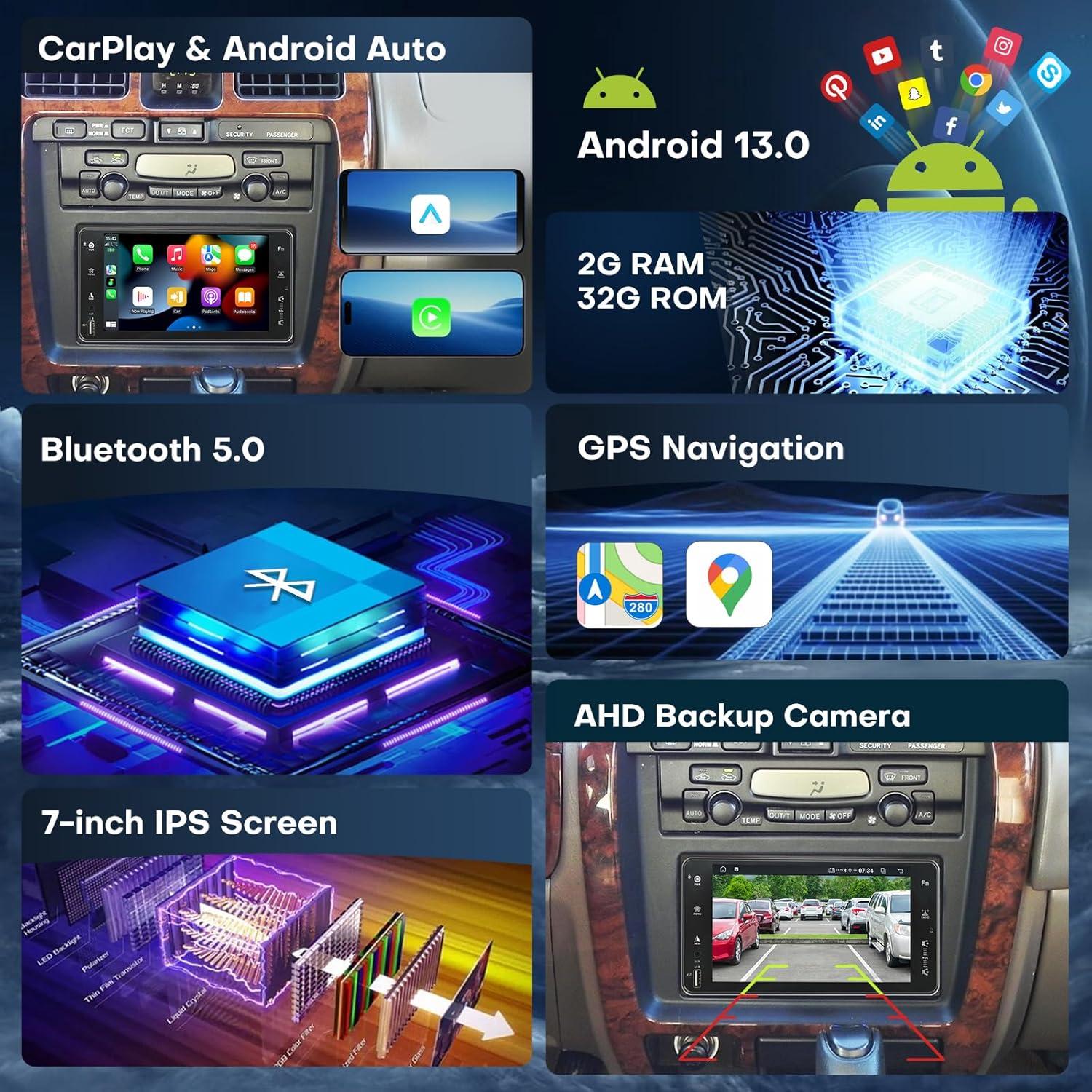 Radio Estéreo Toyota 4Runner 1996-2002 Carplay Android Auto 7"