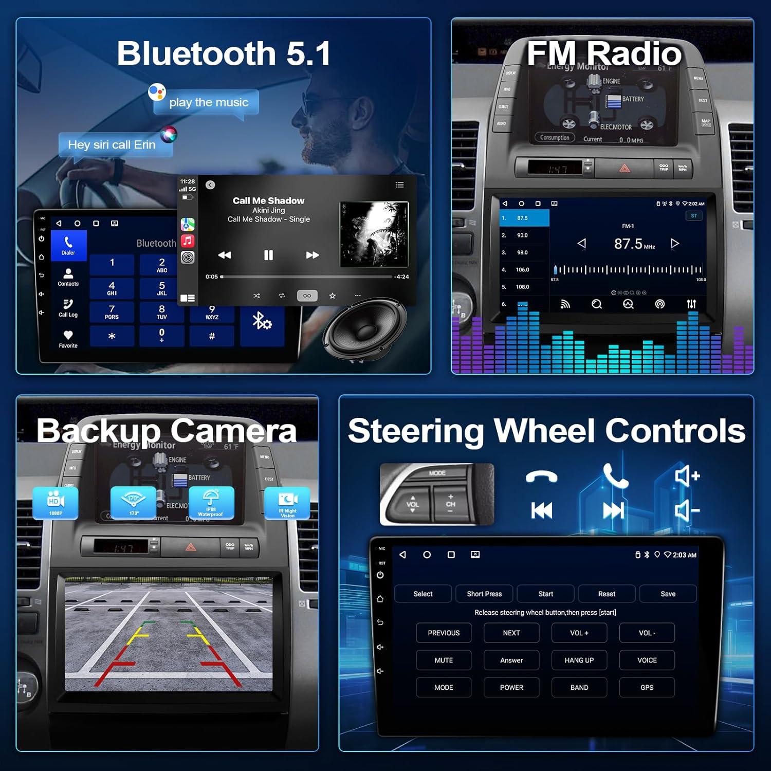 Estéreo de Coche Leadfan para Toyota Prius 2004-2009 con CarPlay