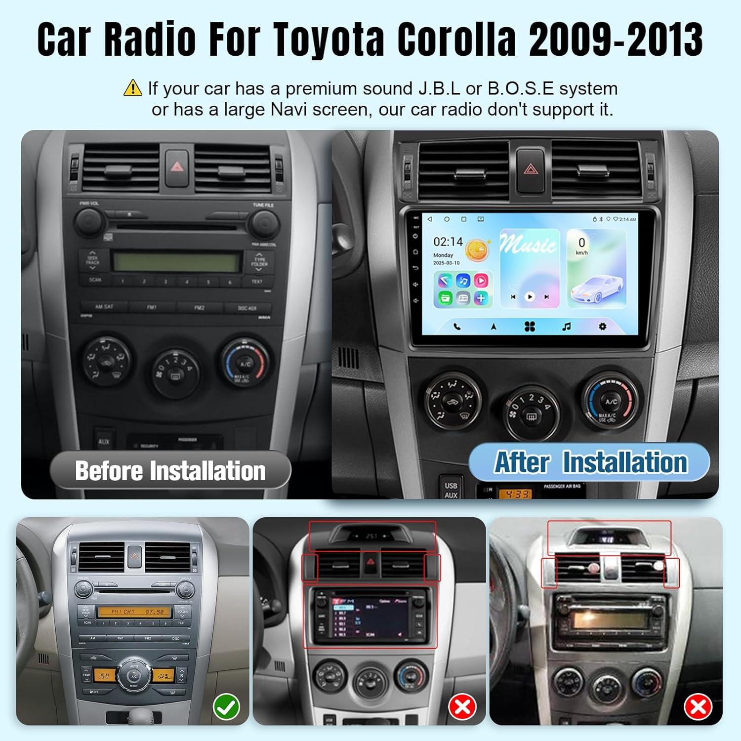 Radio de Coche Leadfan Android 9" para Toyota Corolla 2009-2013