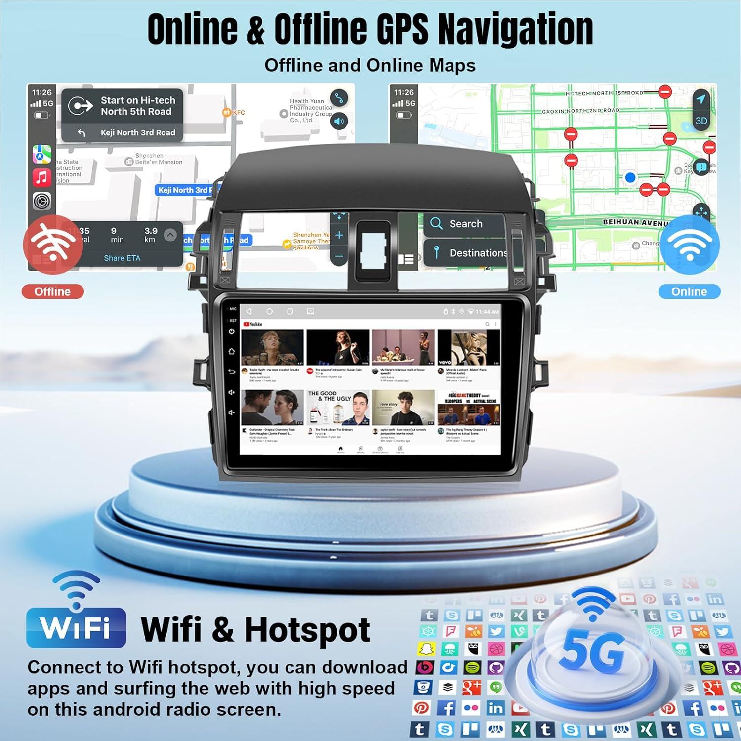 Radio de Coche Leadfan Android 9" para Toyota Corolla 2009-2013