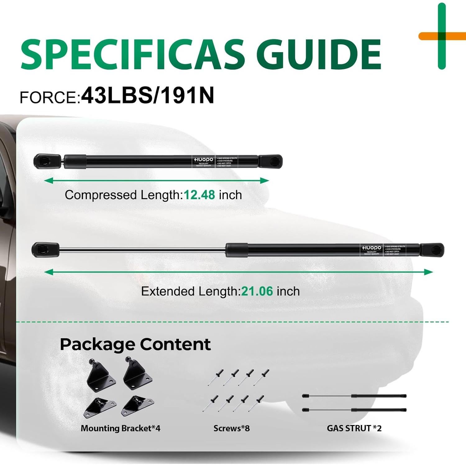 Amortiguadores de Capó Delantero HUOPO para Toyota Tacoma 2016-2023