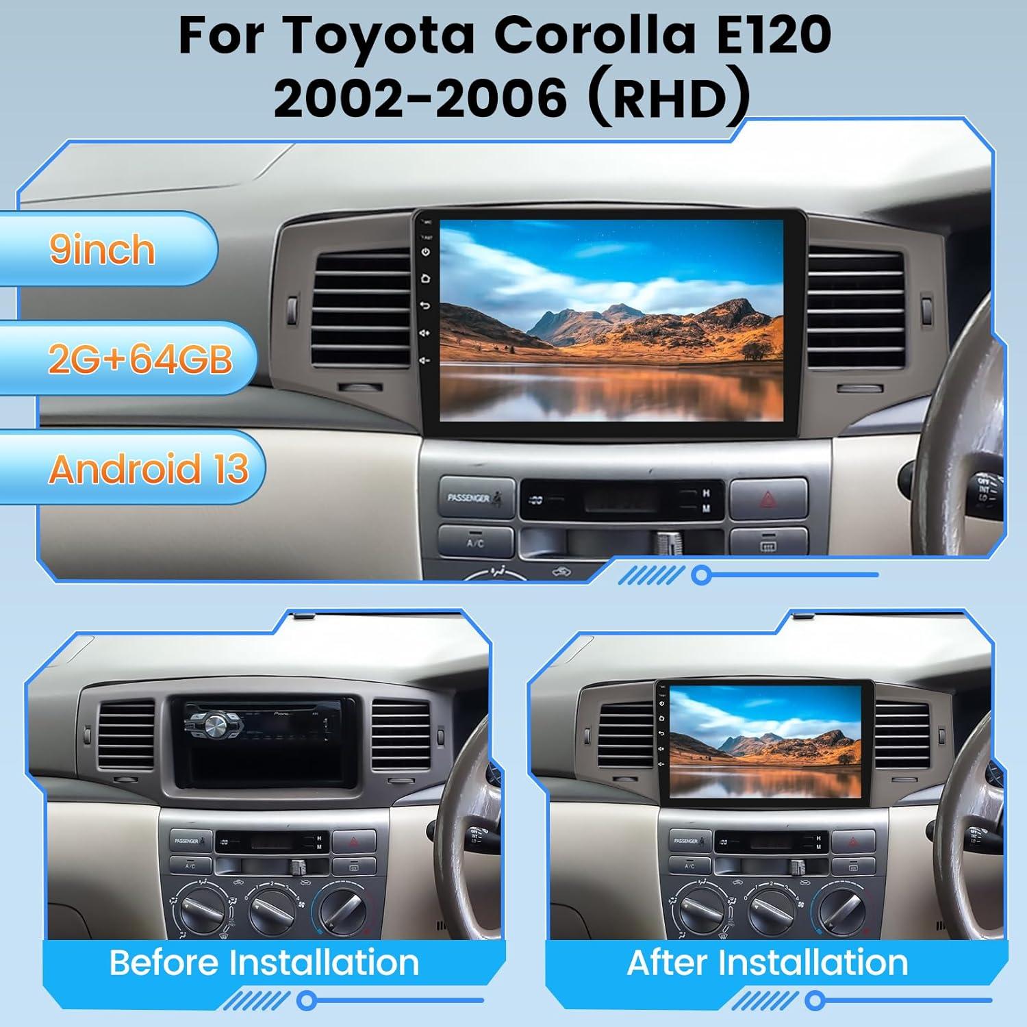 Estéreo Android NHOPEEW 9" para Toyota Corolla 2002-2006