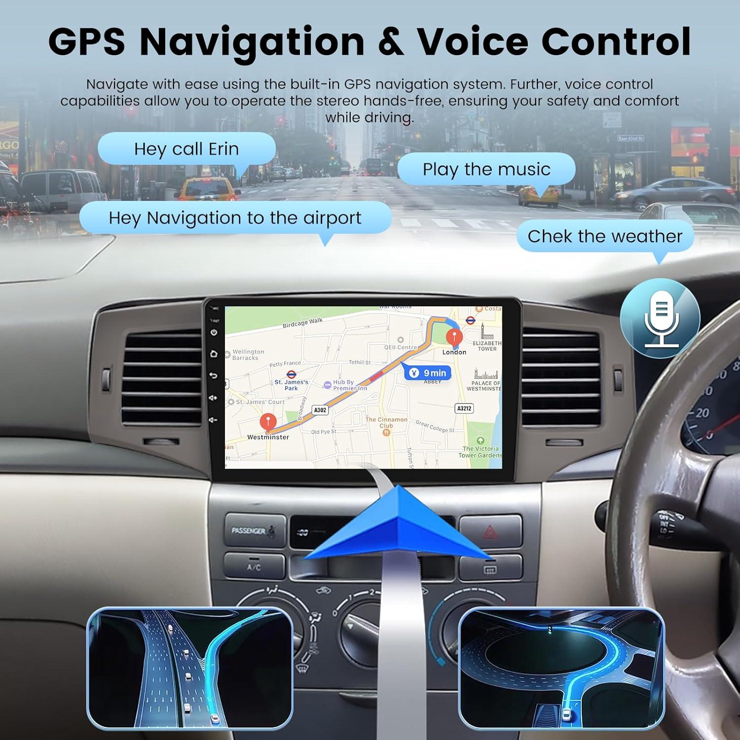 Estéreo Android NHOPEEW 9" para Toyota Corolla 2002-2006