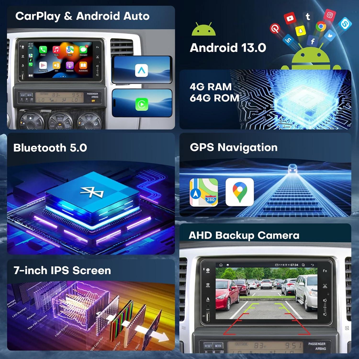 Radio 7" Toyota 4Runner 2003-2009 Carplay Android Auto