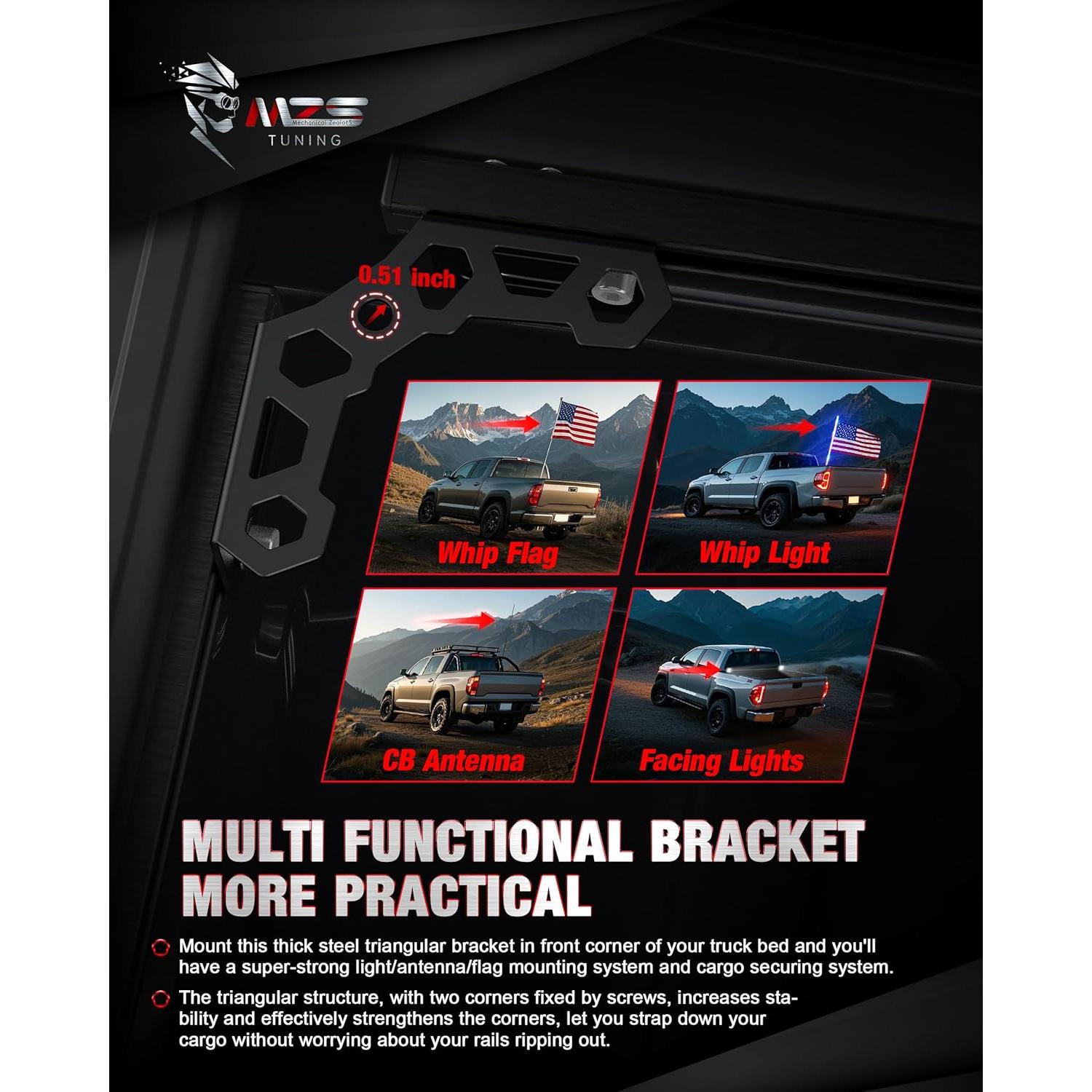 Gussets de Esquina MZS para Cama de Camión Tacoma 2005-2015/2024-2025